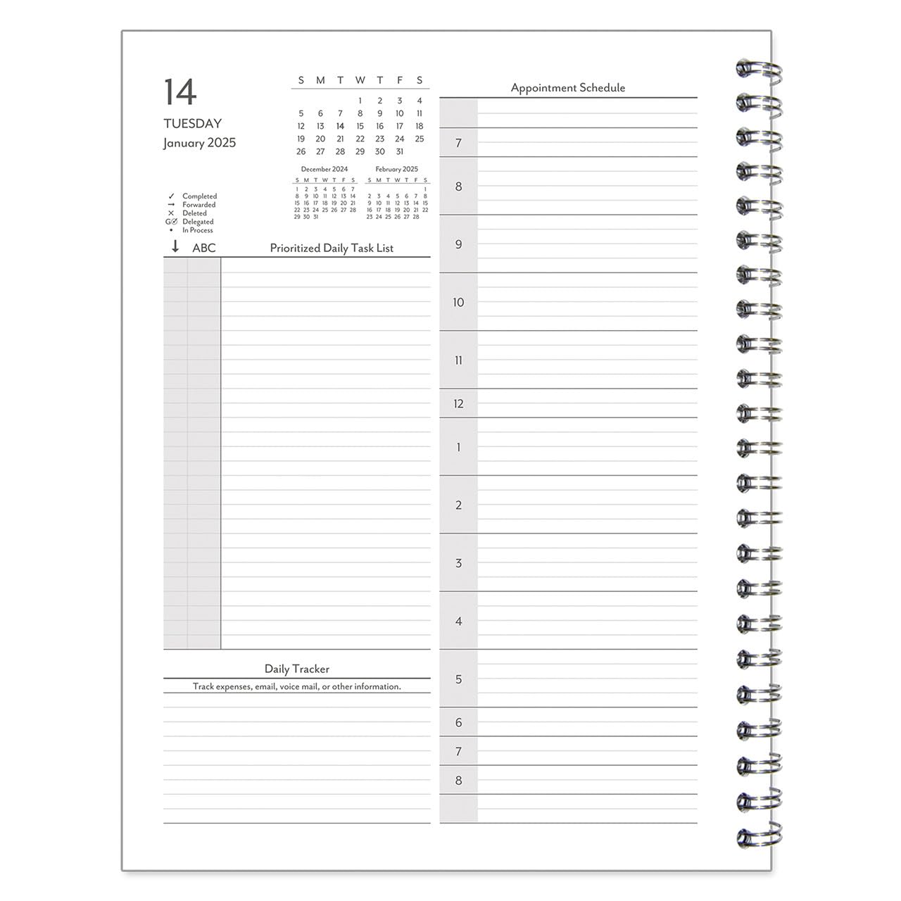 FranklinCovey 2025 Monarch Wire-Bound Planner - 2 Pages Per Day Daily Organizer with Compass Design (January 2025 - December 2025) | Perfect for Business Professionals, Students & Goal Tracking