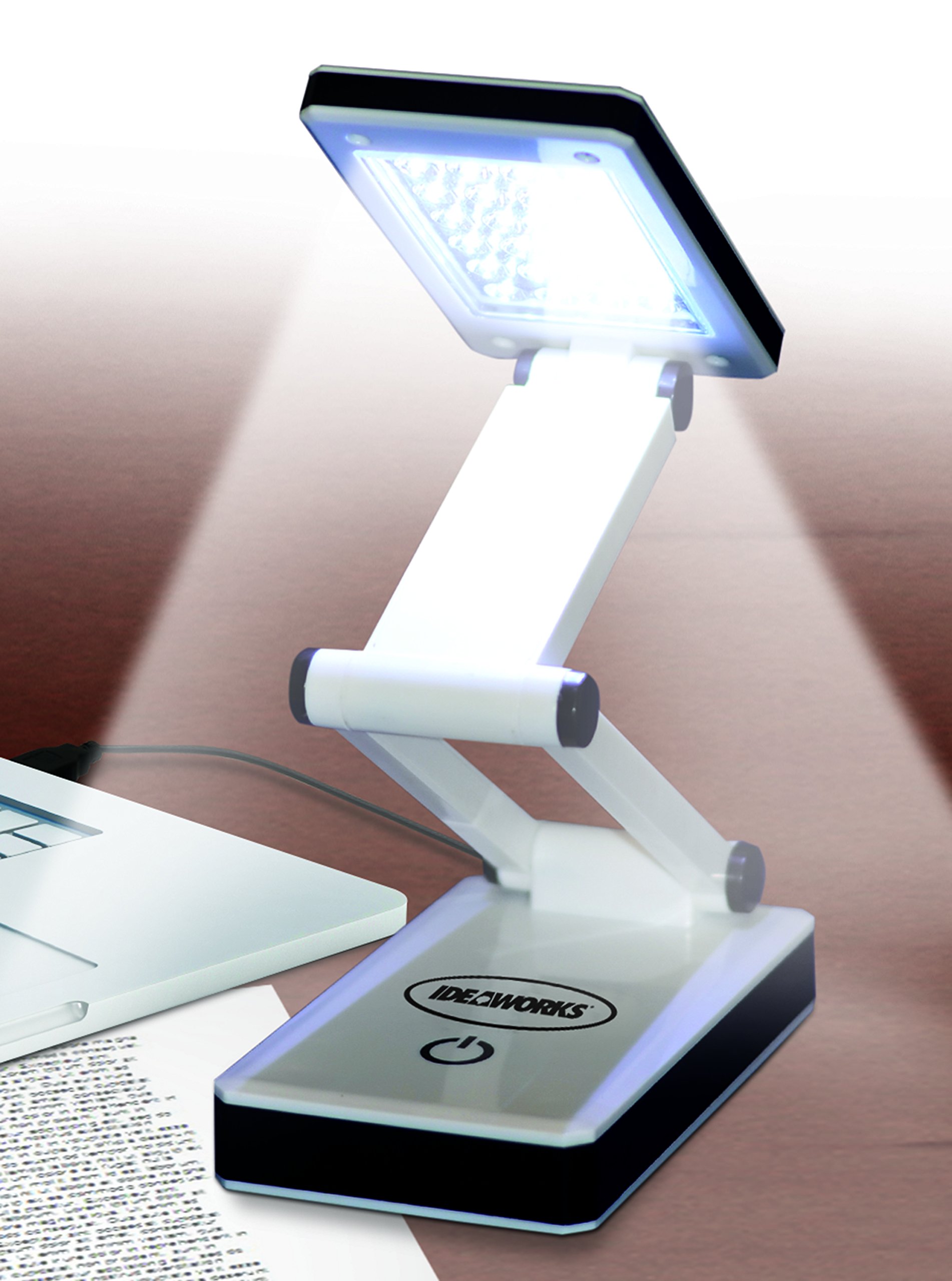 IdeaWorks Foldable LED Desk Lamp - Portable & Adjustable for Home, Office, Dorm - ABS Plastic White Light for Studying, Reading, Working