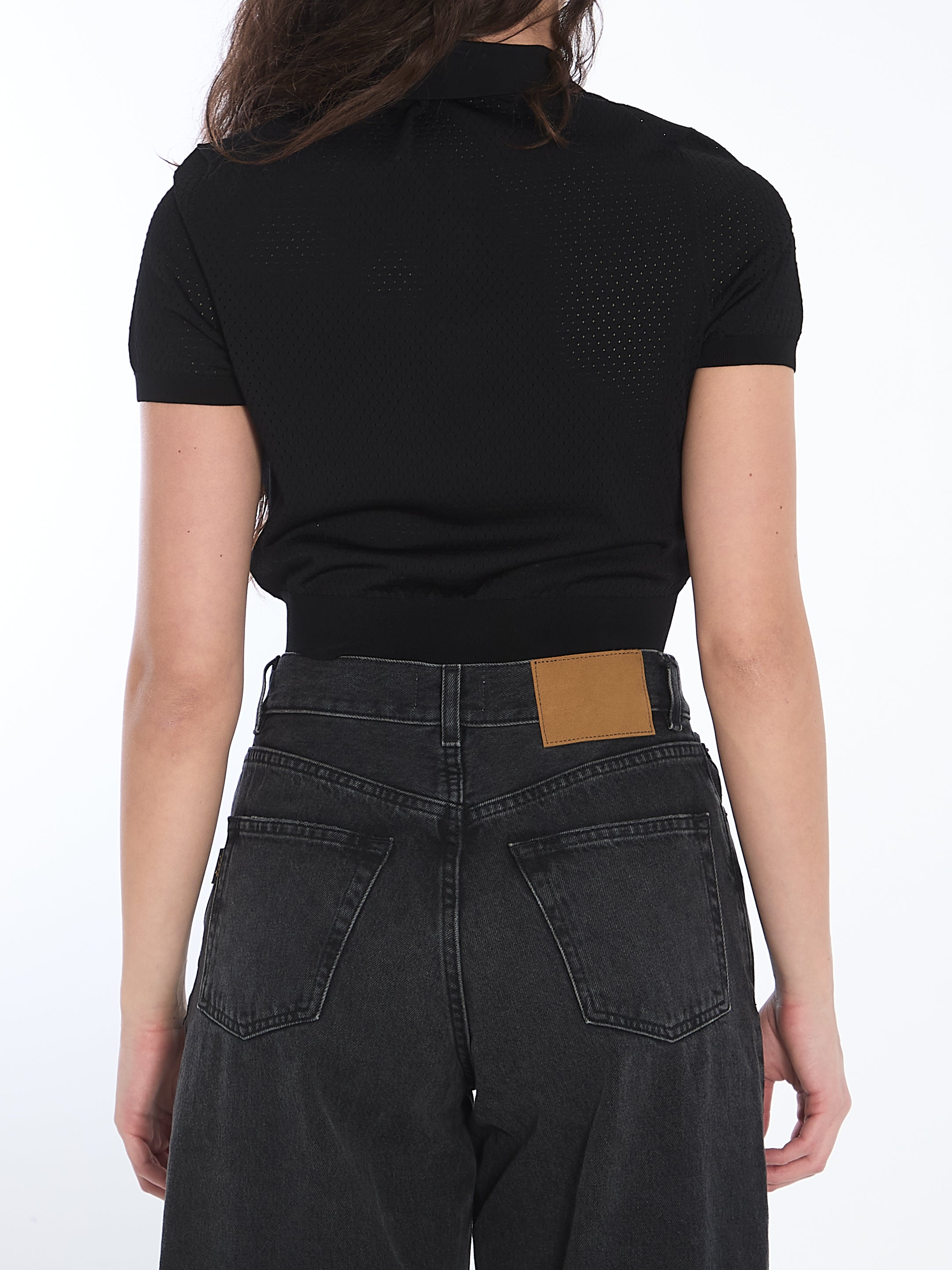 Alexander Wang Cropped Polo Shirt with 3D Logo - Trendy Women's Fashion Top for Casual Outings & Streetwear Style