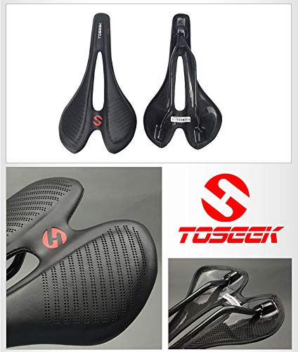 Premium Lightweight Carbon Fiber Bike Saddle - Ergonomic Comfort Seat with Leather Cover for Road & Mountain Bicycles - Perfect for Long Distance Cycling and Commuting