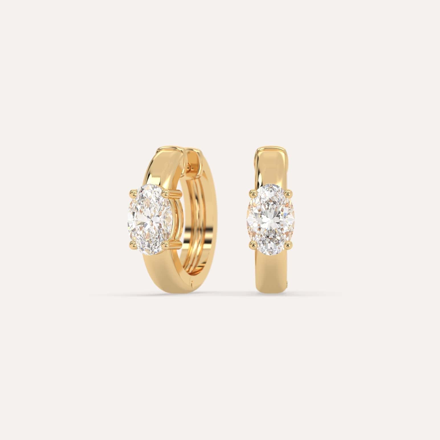 1 Carat Oval Cut Diamond Hoop Earrings for Women - 14K White Gold Elegant Dangle Earrings - Perfect for Weddings, Anniversaries & Special Occasions