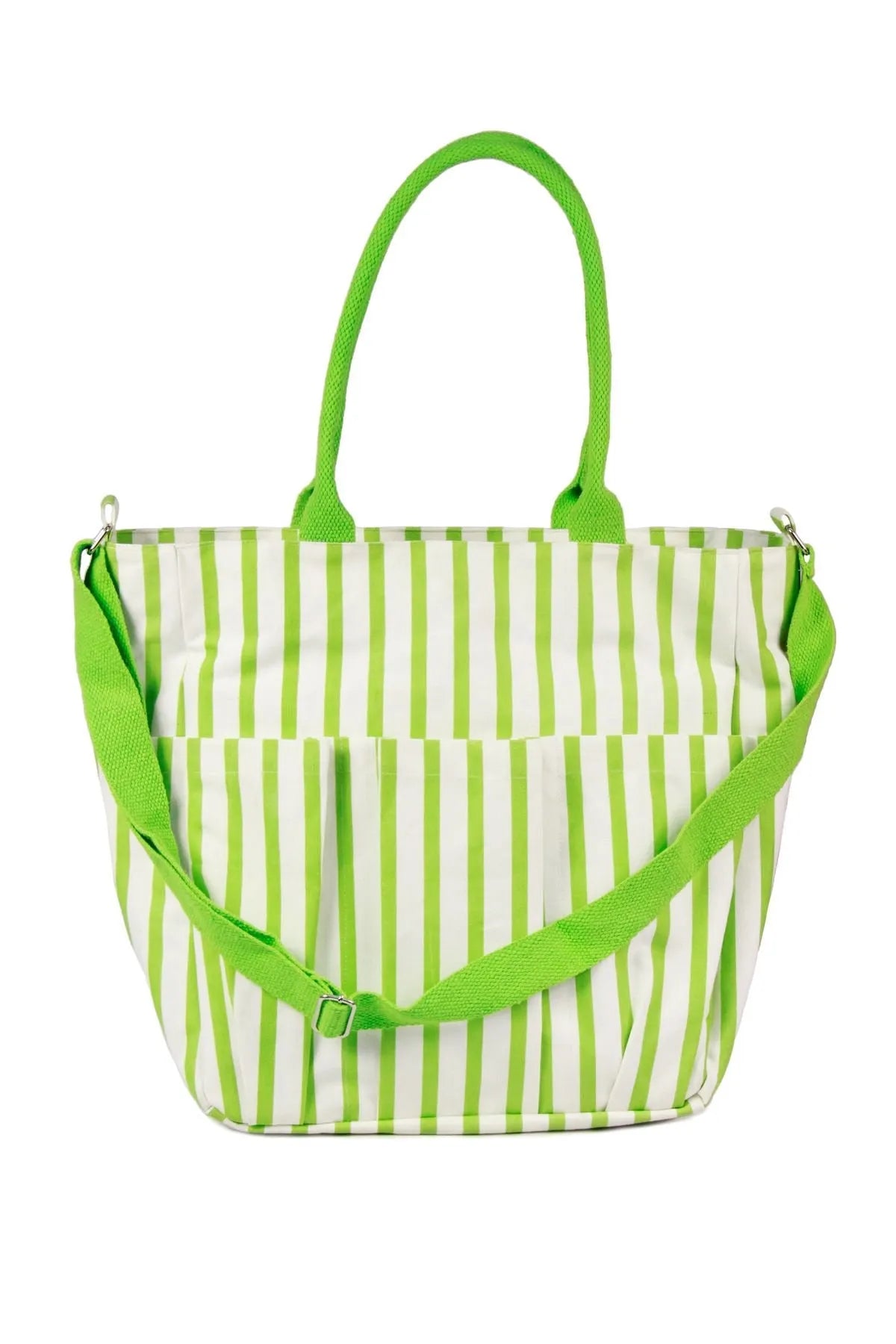 Stylish Green and White Striped Tote Bag for Women - Trendy Beach Bag, Shopping Bag, or Everyday Purse - Perfect for Travel, Work, and Casual Outings