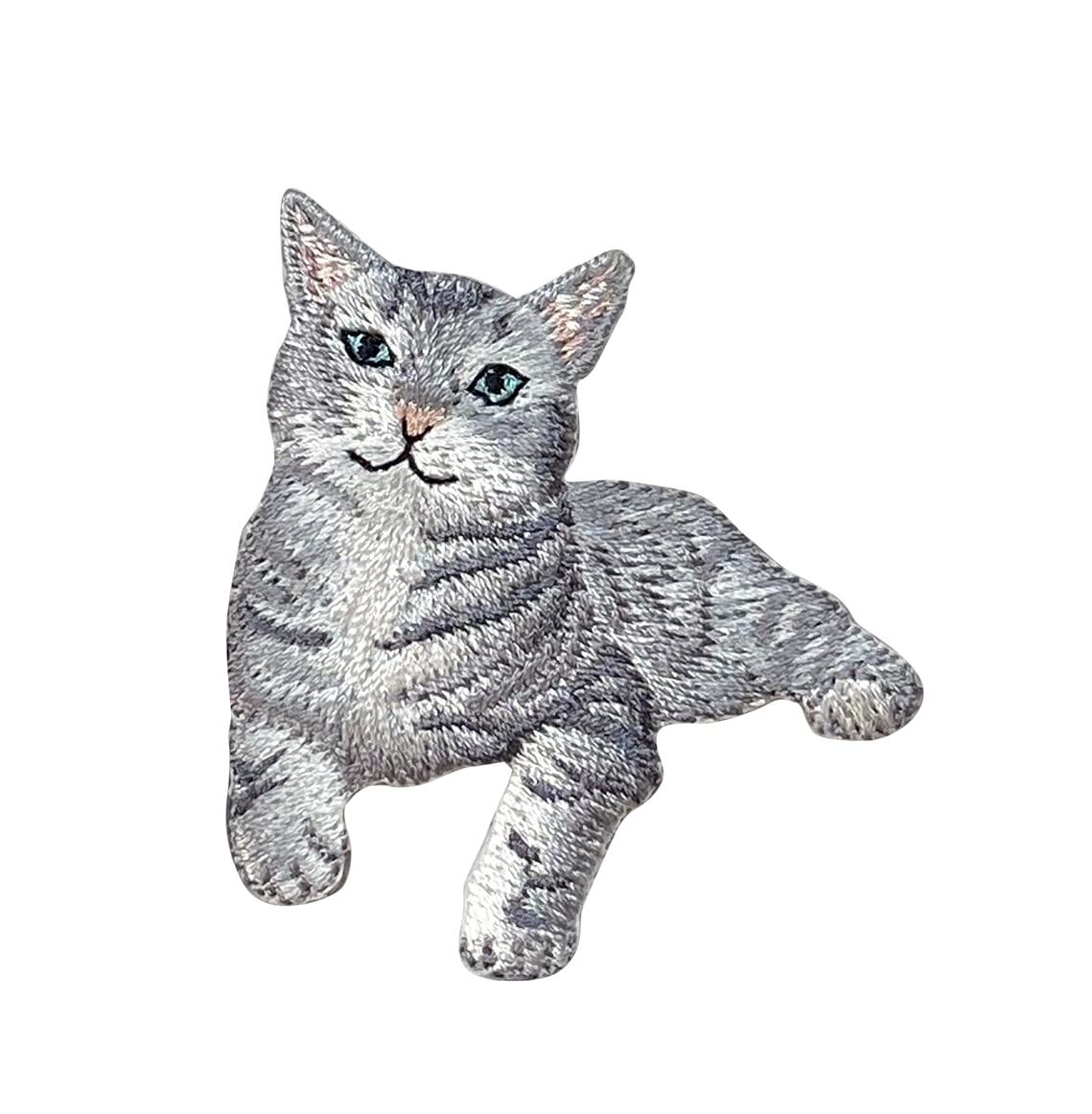 Gray Tabby Cat Iron On Patch - Embroidered Kitten Pet Applique for DIY Clothing, Hats, Bags & Costumes - Perfect for Pet Lovers & Animal Enthusiasts