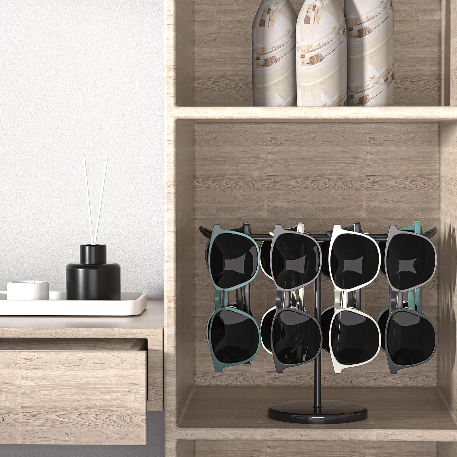 Stylish Coward Sunglasses Organizer Stand - Eyeglasses Holder & Display Rack for Men & Women - Durable Glasses Storage Stand for Home, Office, or Dresser Tabletop - Perfect for Organizing Sunglasses, Reading Glasses & Eyewear Accessories