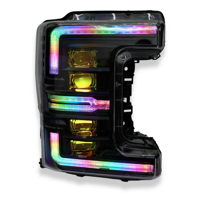 Ford Super Duty Multicolor Flow Series Headlights Gen 2 (2017-2019) | XB Morimoto LED Lights - Upgrade Your Truck Lighting for Night Driving & Off-Road Adventures