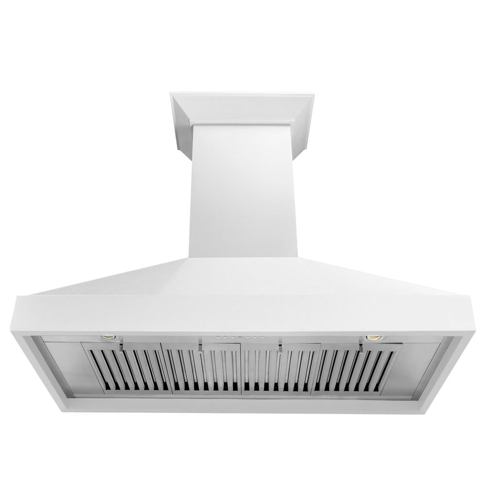 ZLINE 48 Inch Wooden Wall Mount Range Hood in Smooth Bright White Finish (KBWW 48) - Powerful Kitchen Ventilation for Modern Homes & Restaurants