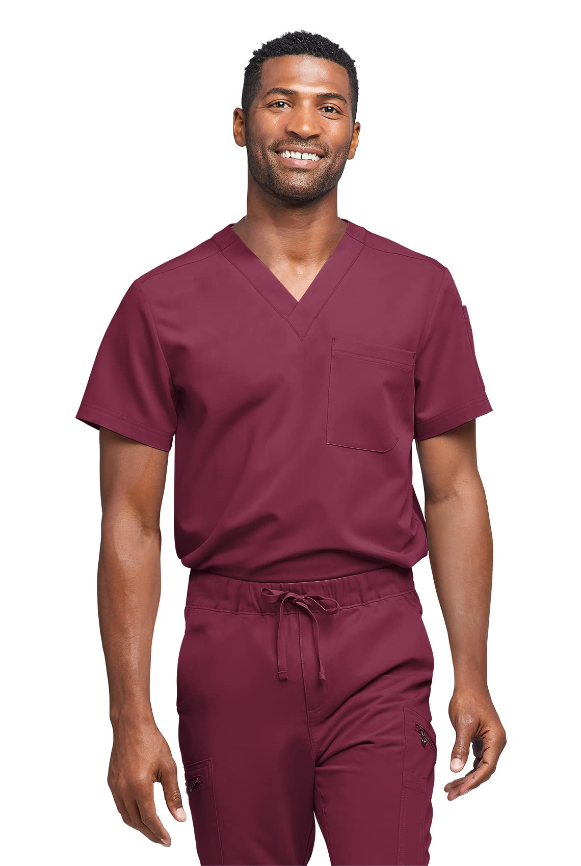 KESWI Ozark Men's Slim Fit V-Neck Scrub Top with 2 Pockets - 4-Way Stretch, Wrinkle Resistant & Ultra Soft Medical Uniform for Doctors, Nurses - Perfect for Hospital Shifts & Healthcare Professionals