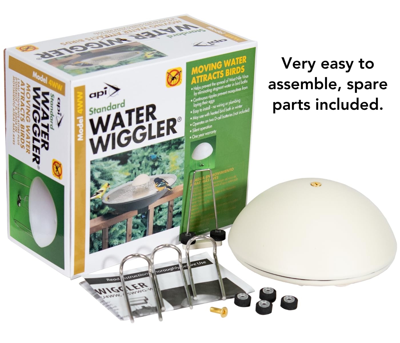 Solar Powered Bird Bath Water Agitator - Automatic Water Mover & Fountain Pump for Bird Baths - Attracts Birds, Prevents Mosquitoes - Perfect for Garden, Patio & Backyard Decor