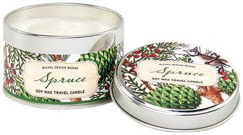 Michel Design Works Soy Wax Candle - Spruce Scented Travel Tin Candle for Home, Office & Gifts | Aromatherapy, Relaxation & Holiday Decor