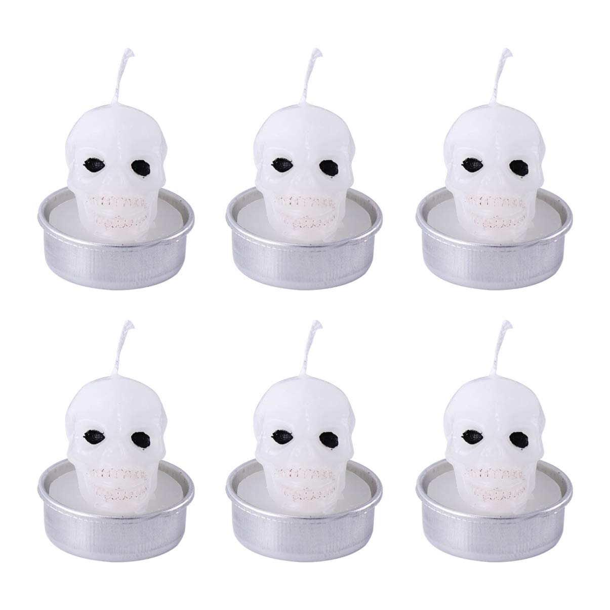 PRETYZOOM 6Pcs Skull Candles - Halloween Decorations, Spooky Birthday Party Supplies, Scary Christmas Candle Gifts, Horror Novelty Home Decor for Gothic Themed Parties & Haunted House Events