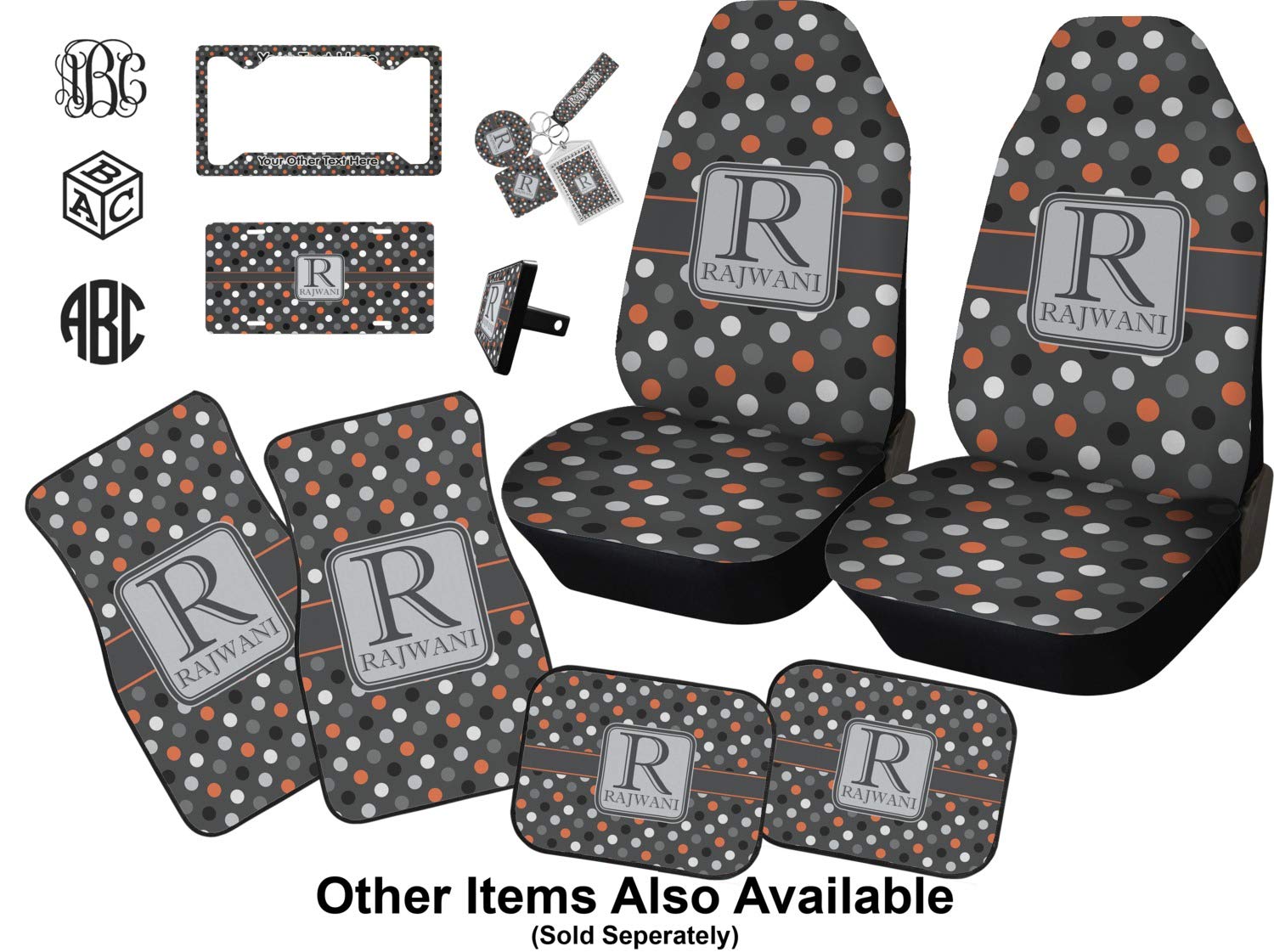Premium Custom Gray Dots Car Floor Mats Set - 2 Front & 2 Rear Mats for SUVs, Sedans & Trucks | All-Weather Protection & Easy Cleaning
