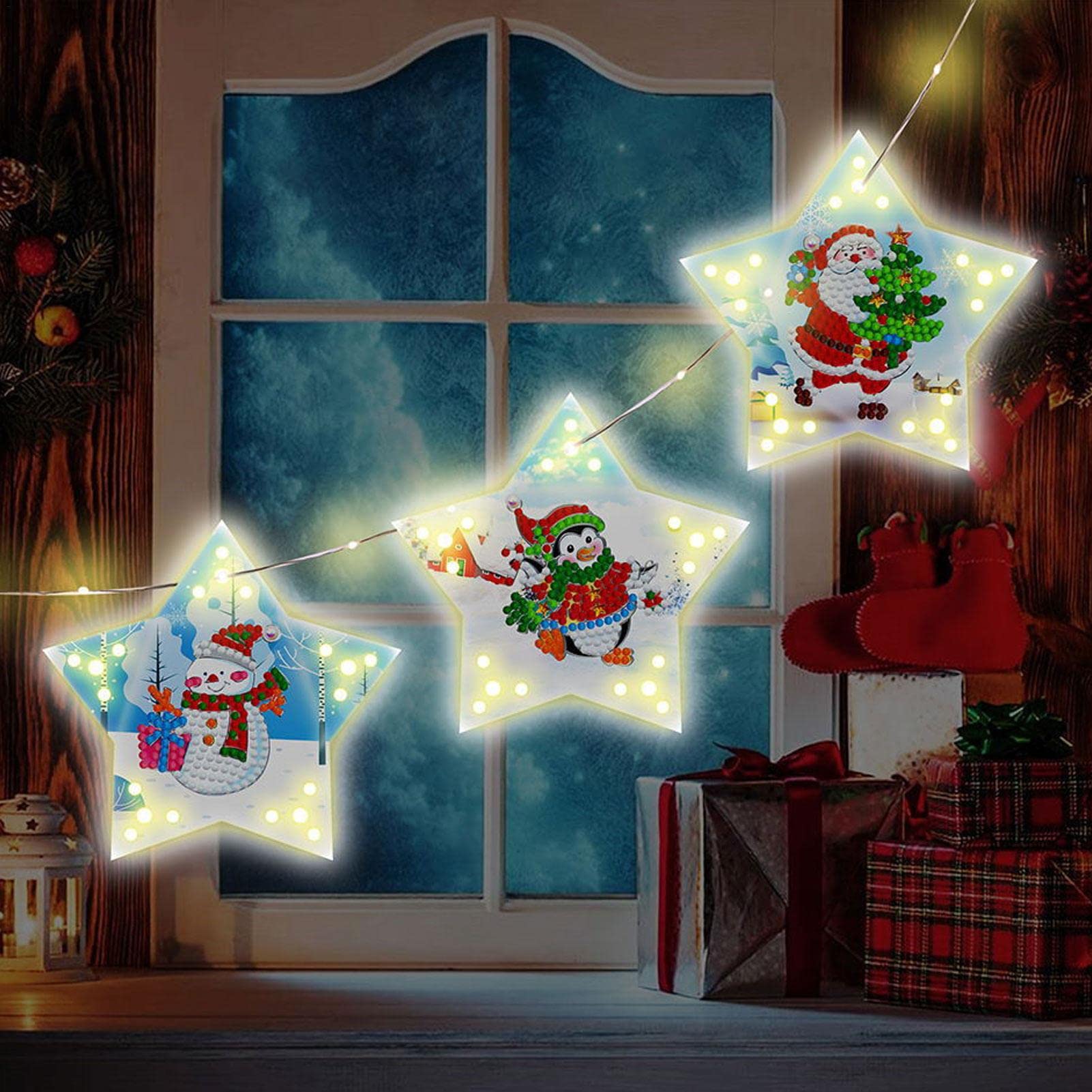Diamond Painting Fairy Lights LED Card Lamp - DIY Night Lights for Christmas Tree Decor, Home, Party & Wedding Decoration