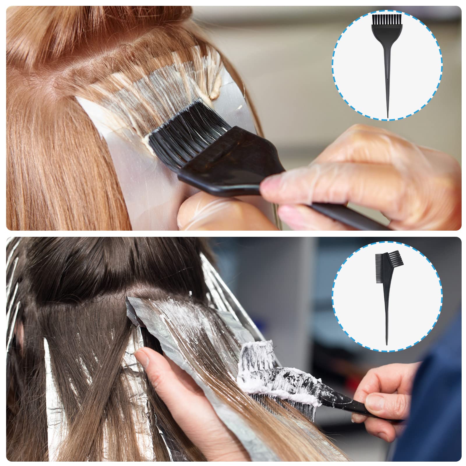 17 Pcs Professional Hair Highlighting Kit - Includes 6 Disposable Frosting Caps, 3 Iron Crochet Hooks, 2 Plastic Hooks, 2 Dye Brushes, 4 Hair Clips - Perfect for Salon & Home Hair Coloring