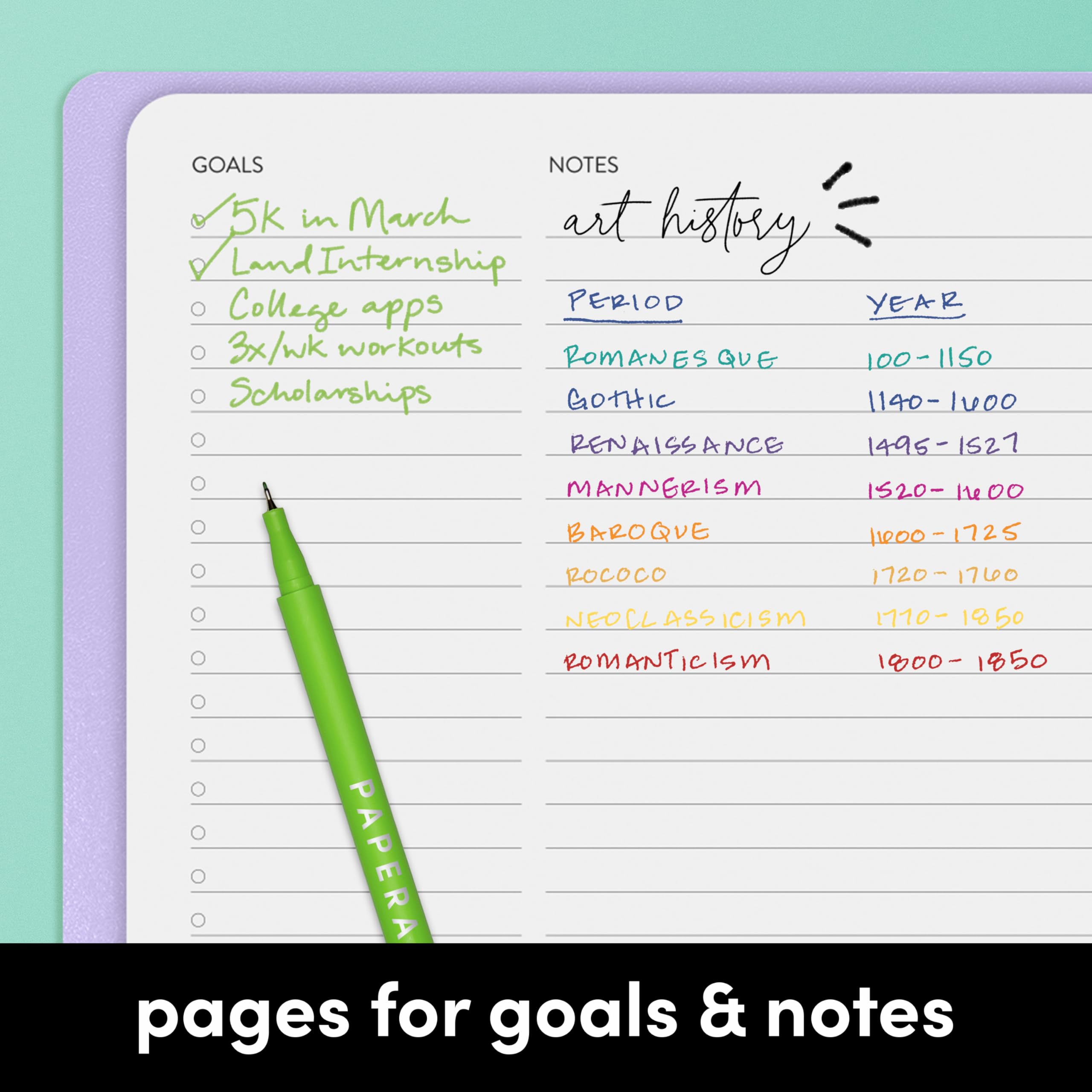 PAPERAGE 17 Month Academic Planner 2024-2025 - Weekly & Monthly Calendar Organizer, August 2024 to December 2025, 9x11 Inch Large Size, Lavender Purple - Perfect for Students, Teachers & Office Professionals