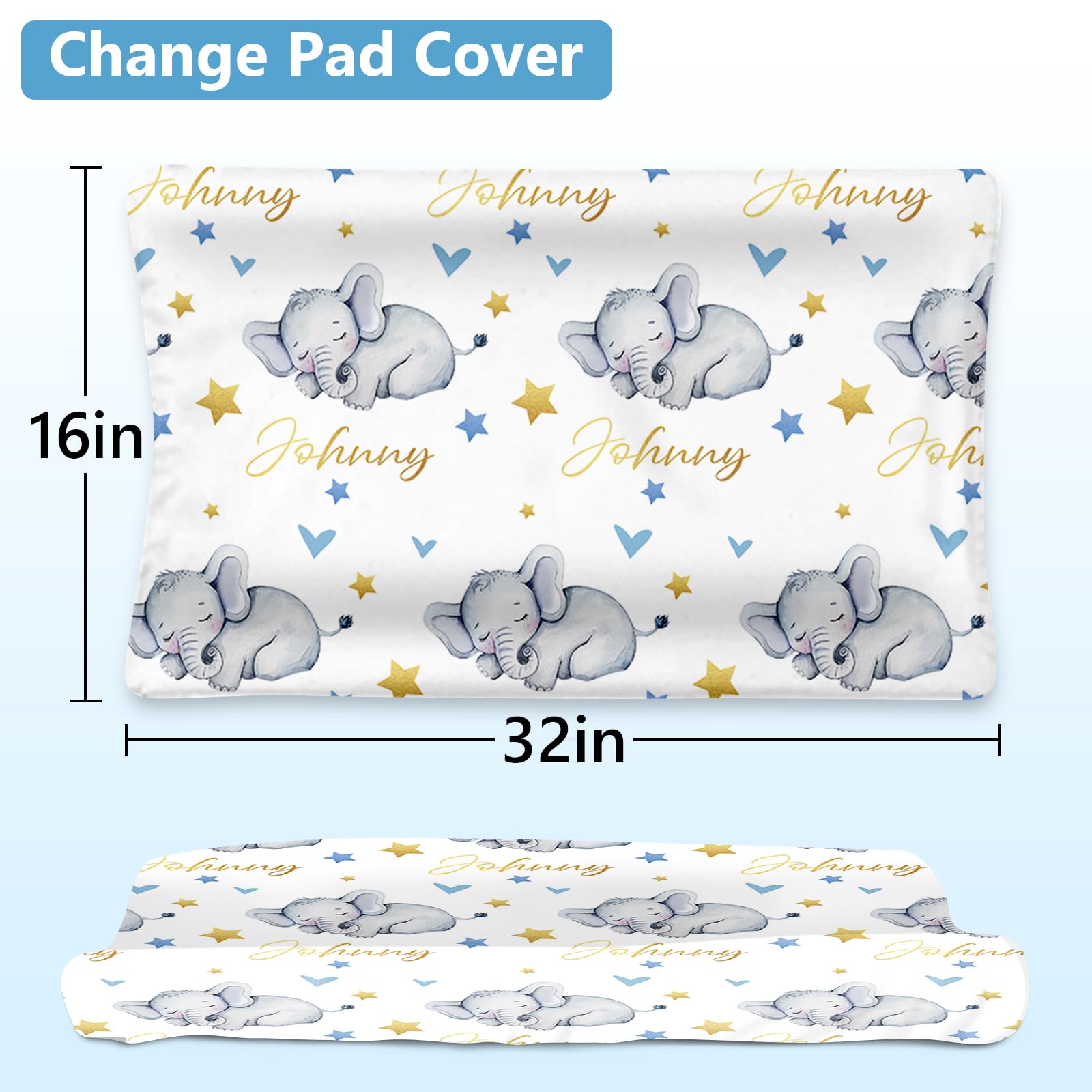 Personalized Baby Crib Bedding Set - 5 Piece Custom Nursery Bedding with Name Embroidery, Elephant Pattern Crib Set for Boys & Girls, Soft Double Layer Blanket (Standard Size) - Perfect Baby Shower Gift & Cozy Nursery Decor