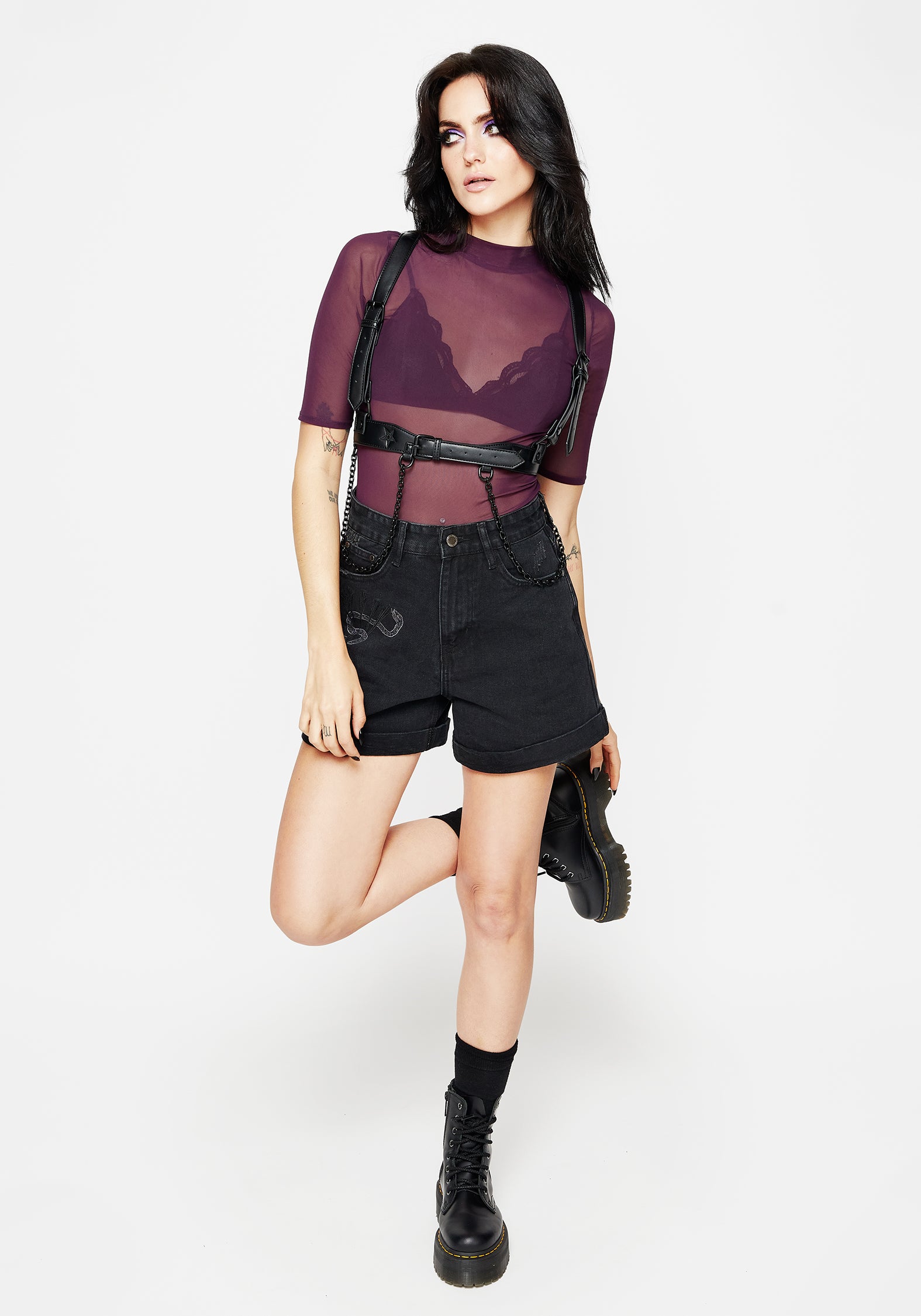 Jinx Mesh Short Sleeve Top for Women - Breathable Purple Casual Shirt for Gaming, Concerts & Summer Outfits