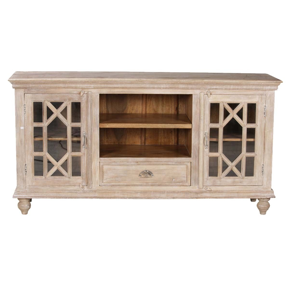 French Arched Glass Doors TV Stand - Modern Entertainment Center for Living Room, Bedroom & Home Theater - Stylish Storage Cabinet for TV, Media & Gaming Consoles