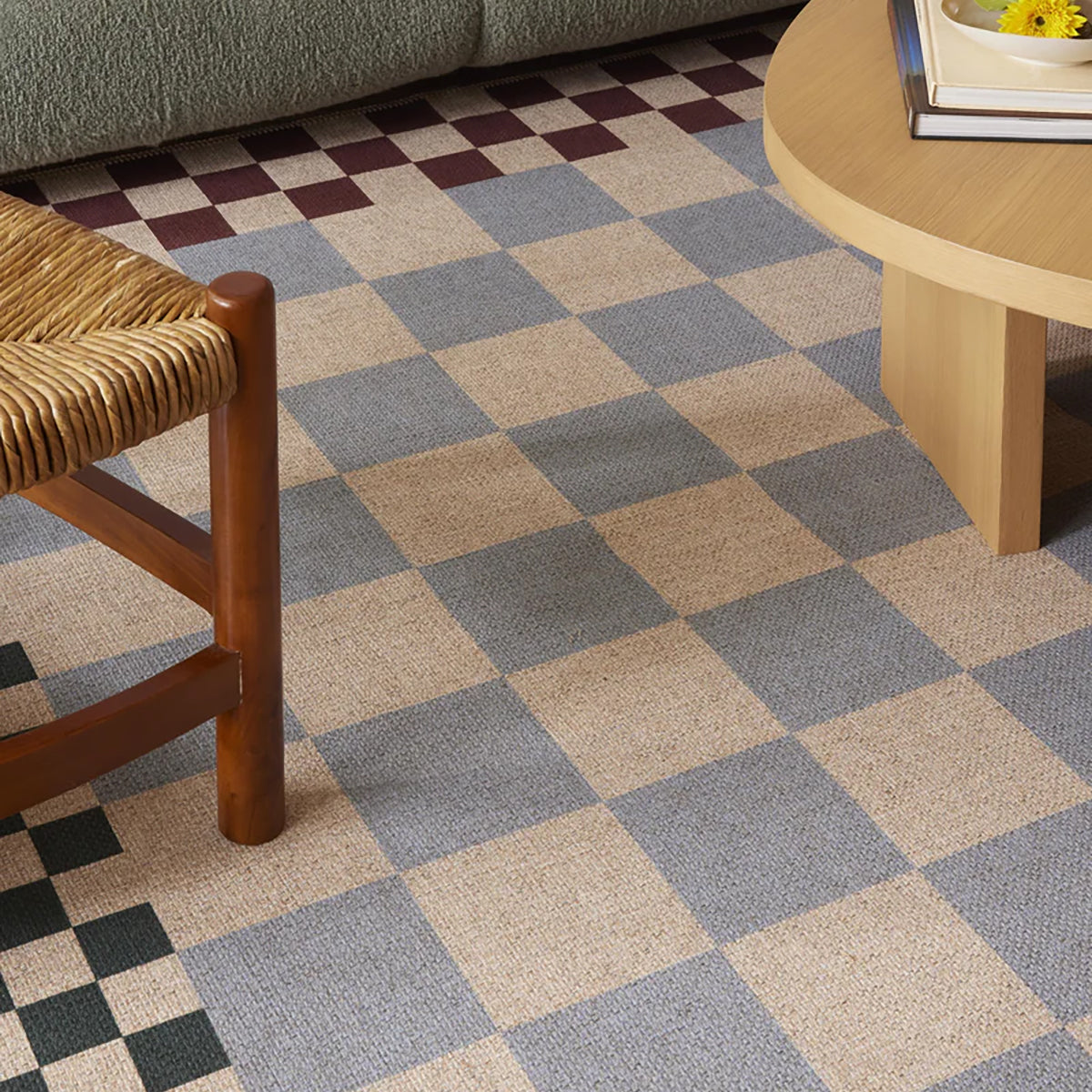 Stylish Checkered Jute Rug - Natural Eco-Friendly Handwoven Floor Mat for Living Room, Bedroom, or Boho Home Decor