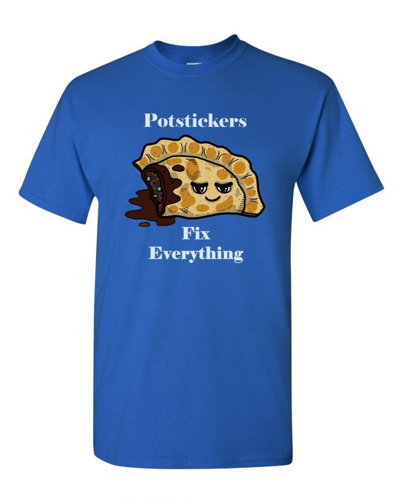 Potstickers Fix Everything Funny Adult T-Shirt - Comfortable Cotton Tee for Casual Wear, Gifts & Humor Lovers