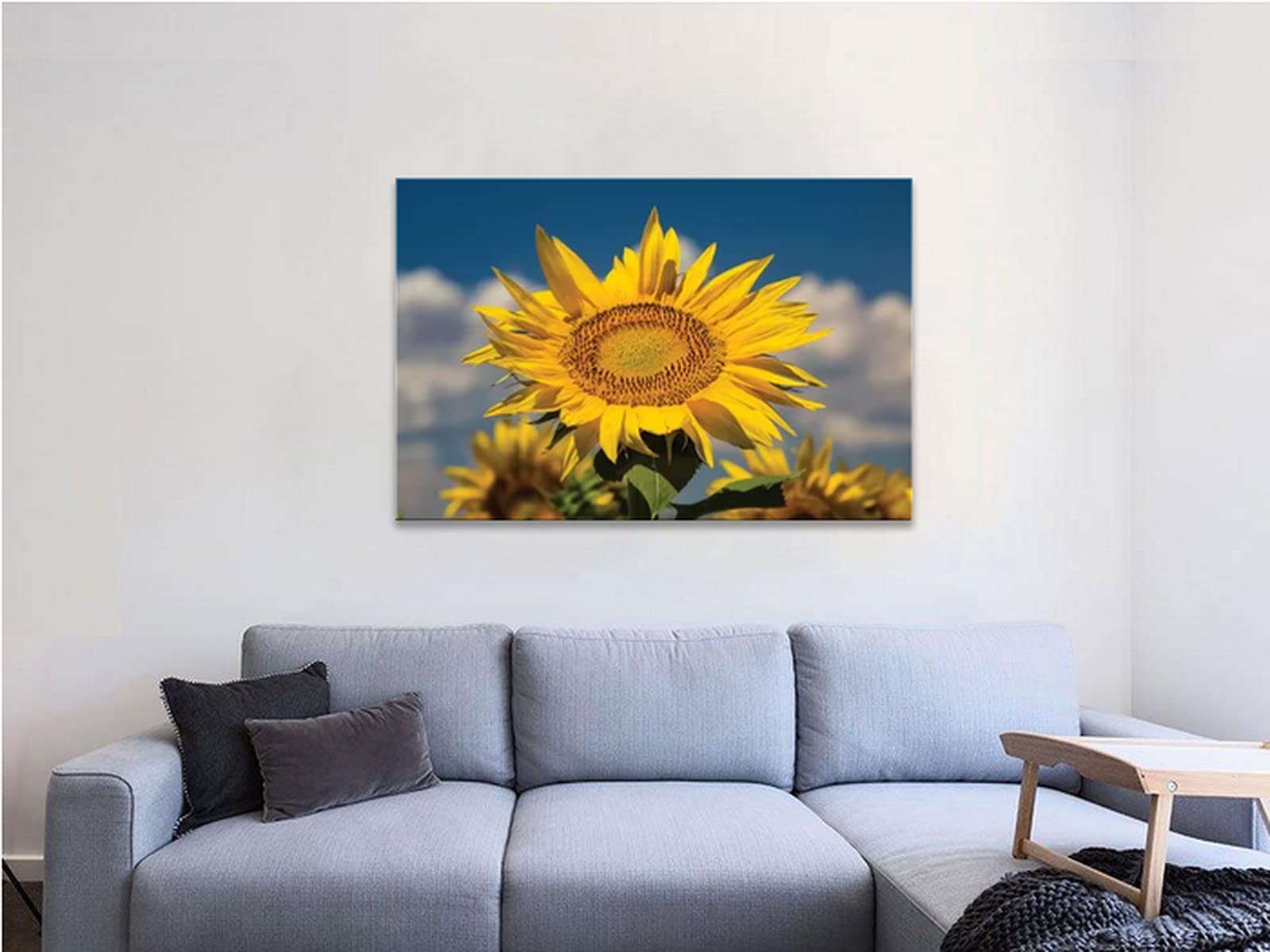 Sunflower Canvas Wall Art - Yellow Floral Print Painting, Modern Framed Flower Poster for Home Decor - Perfect for Bedroom, Bathroom & Living Room - Ready to Hang (18”x12”)