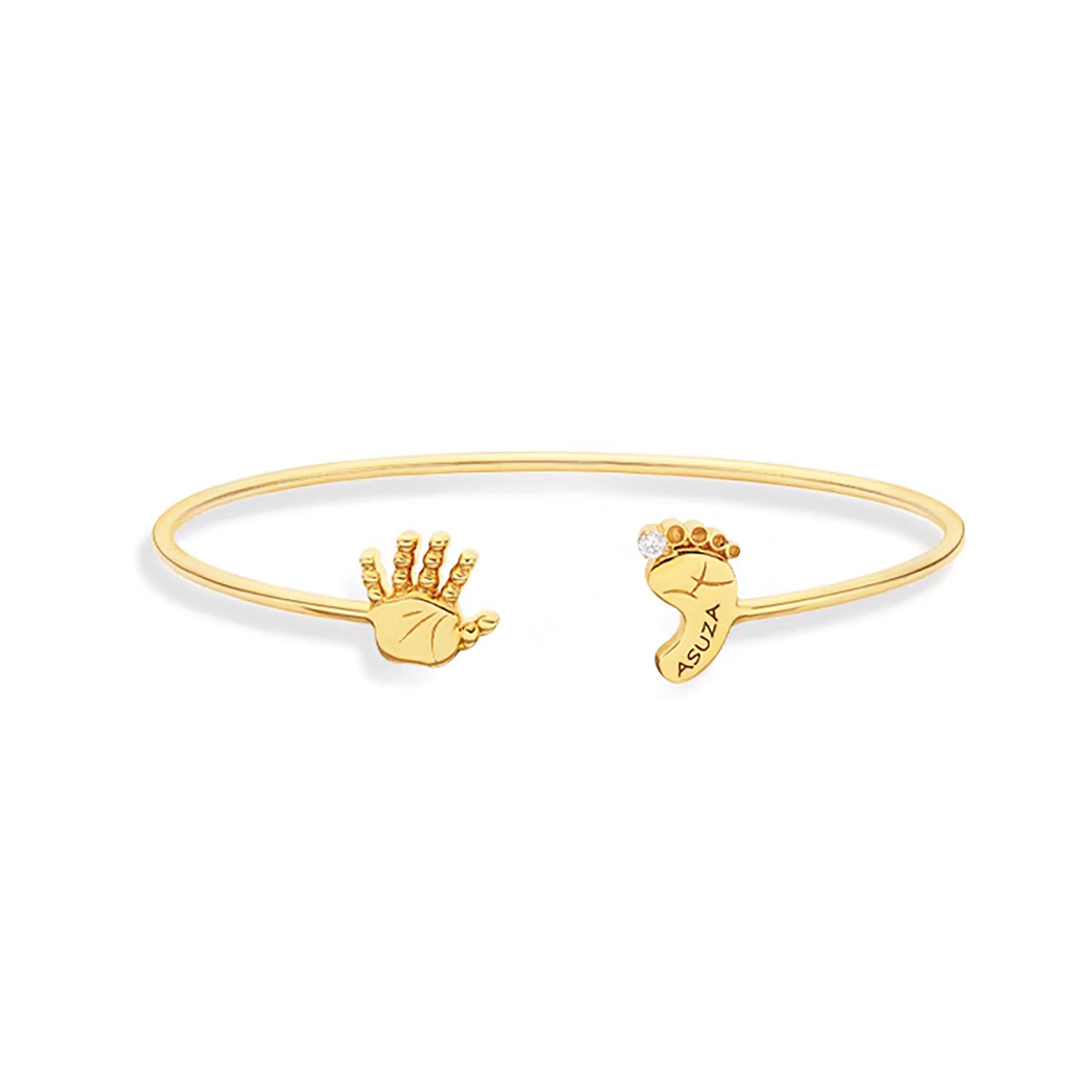 Solid Gold Footprint Bracelet - Elegant & Dainty Jewelry for Women - Perfect for Mother's Day, Baby Shower Gifts & Special Occasions