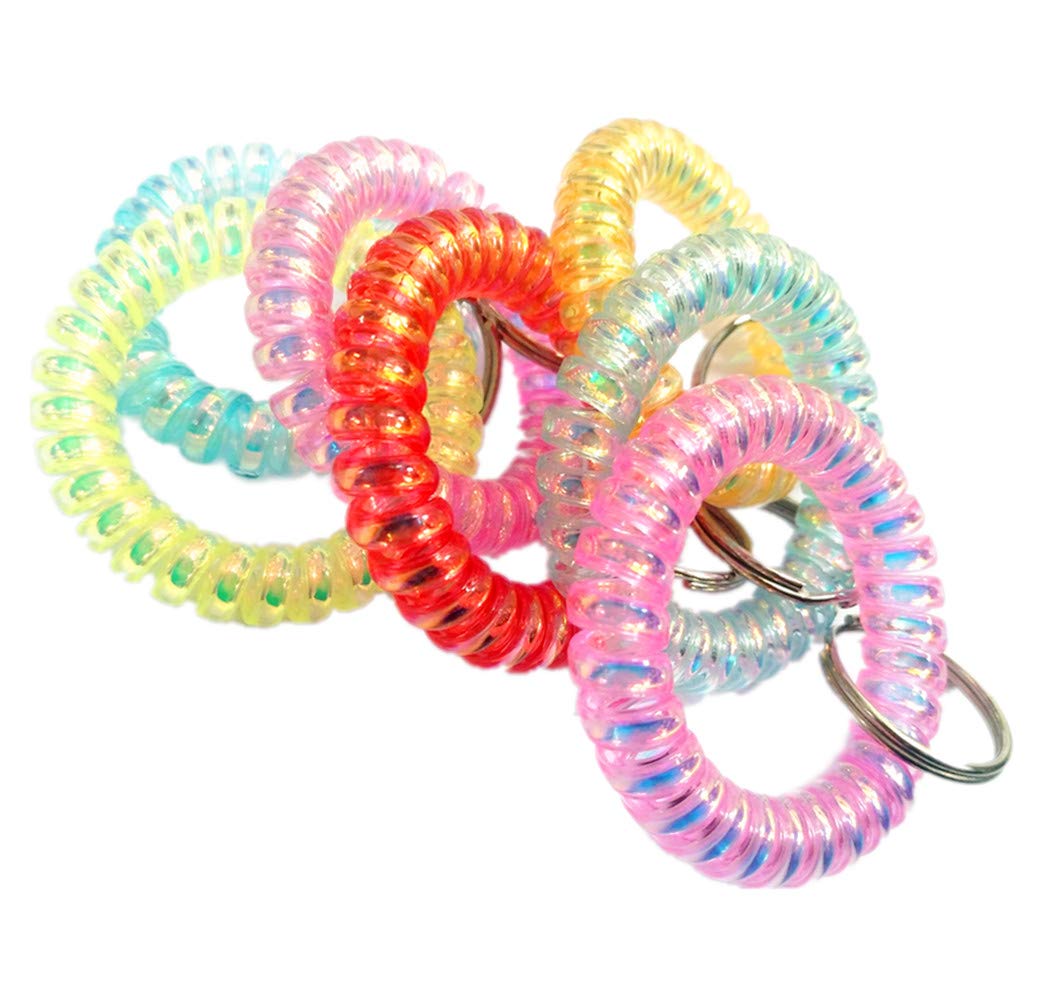 Durable Spiral Wristband Keychain - Pack of 5, Sweet Family Coil Bracelet for Keys, Wristband & Tag - Perfect for Key Organization, Gym, Hiking & Everyday Carry