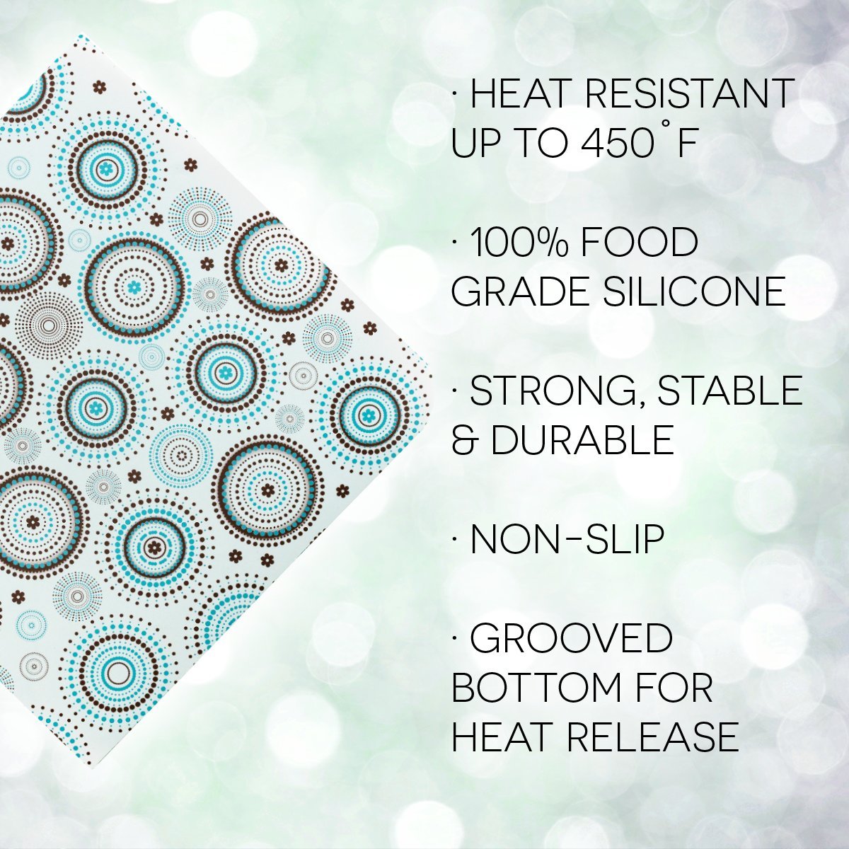 Modgy Heat Resistant Silicone Trivets for Hot Pots & Pans - Decorative Kitchen Countertop Protector, Utensil Rest Mat & Coaster Set - Perfect for Dining Tables, Stovetops & Outdoor Cooking