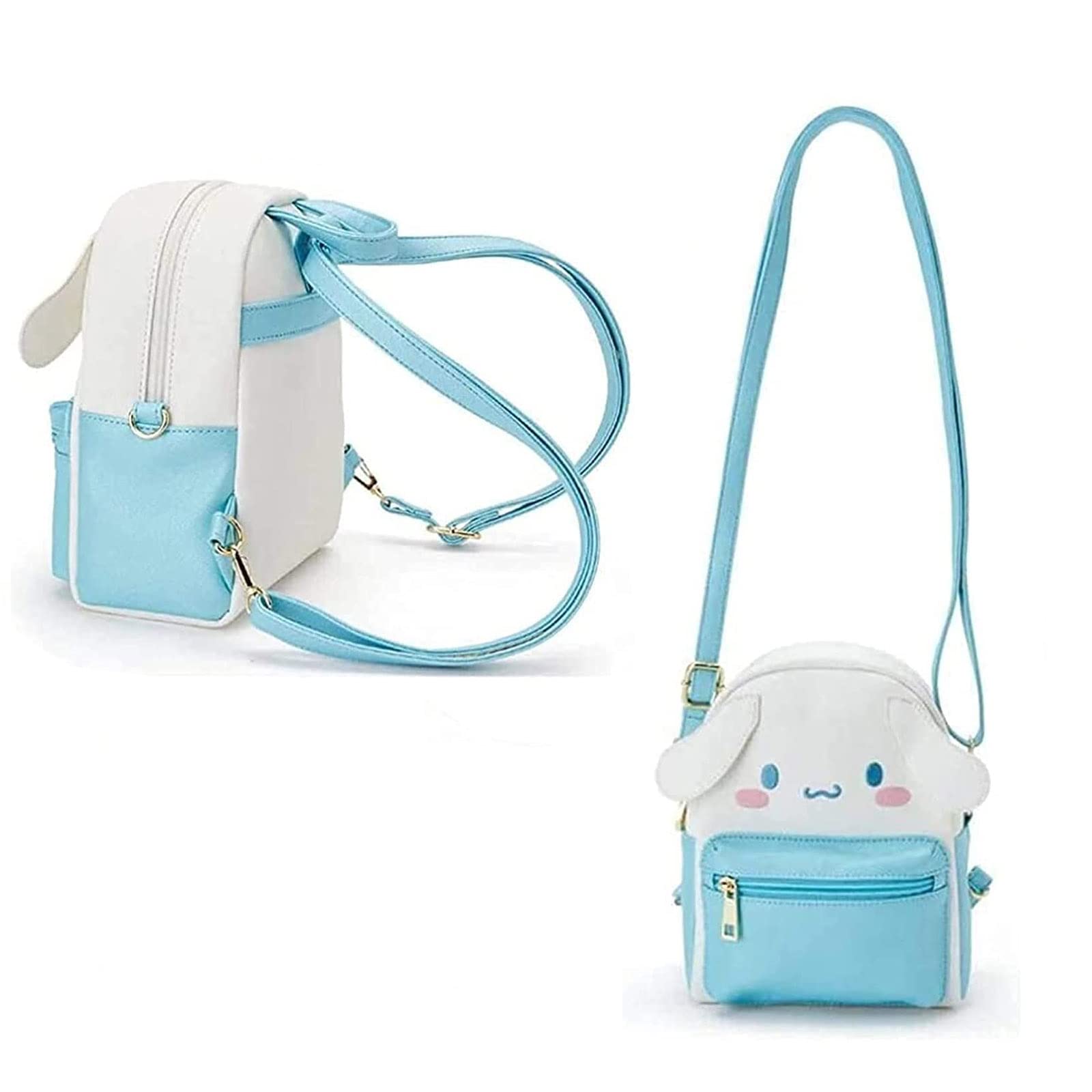 **Cute Blue Anime Kids Backpack - Kawaii Cartoon Shoulder Bag for Girls, PU Leather School Bag for Cosplay & Daily Use - Perfect for School, Travel & Anime Fans**
