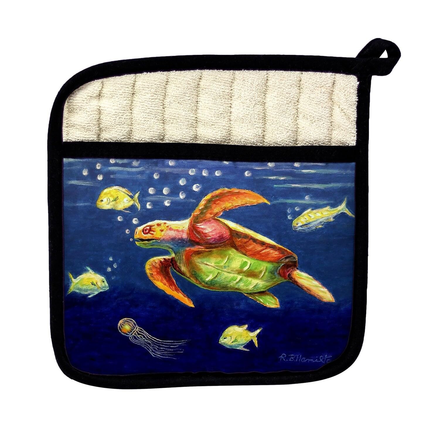 Betsydrake PT1168 Heat Resistant Silicone Sea Turtle Pot Holder - Oven Mitt & Kitchen Gripper for Cooking, Baking, Grilling (Set of 2) - Perfect for Home, Restaurant & BBQ Use