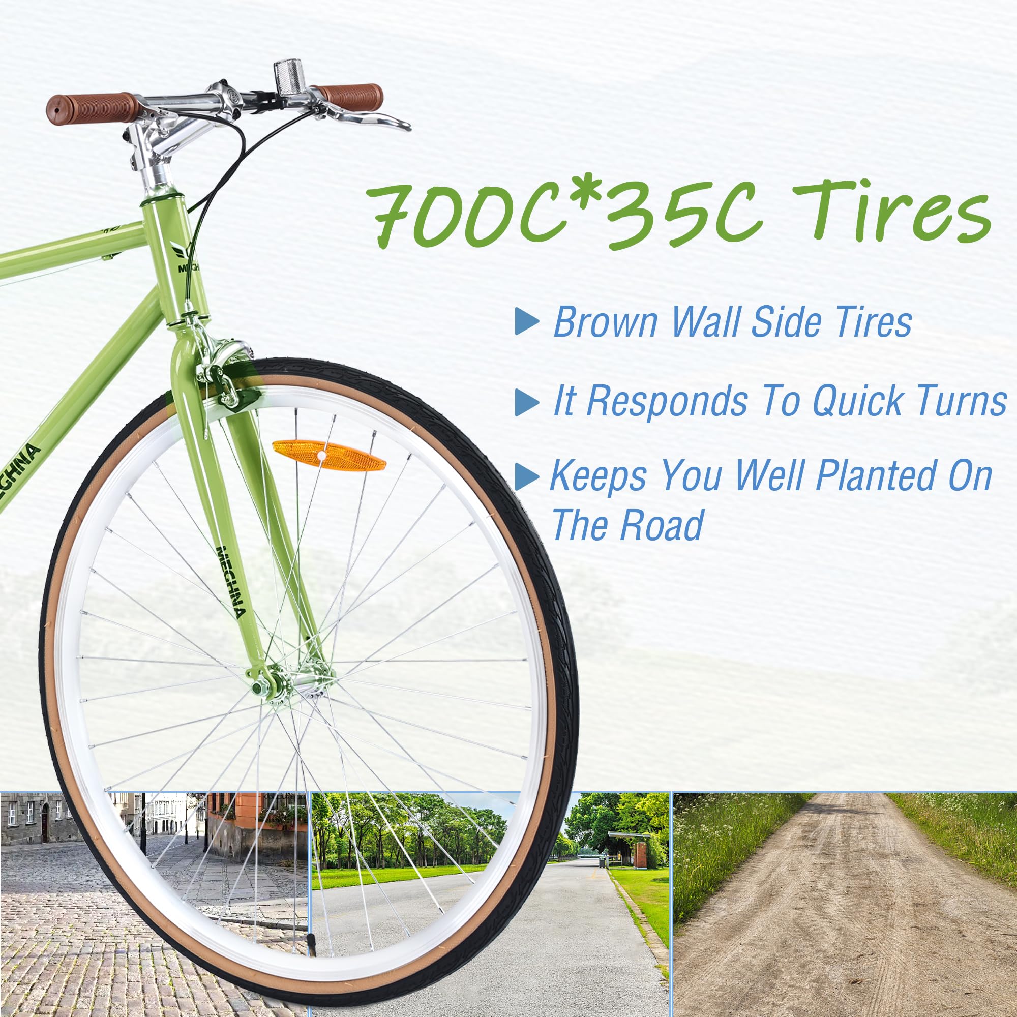 Fixed Gear Single Speed Road Bike 700C 28 Inch - Lightweight Urban Commuter Bicycle for Men & Women - Perfect for Teens & Adults - Double Rim Brakes - 4 Color Options - Ideal for City Riding, Fitness & Daily Commuting
