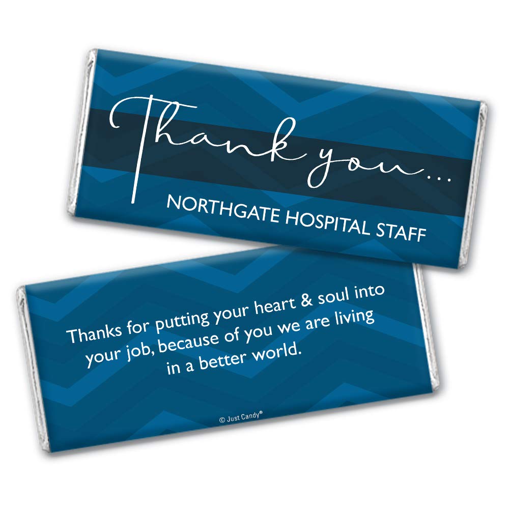 Personalized Thank You Chocolate Bars (12 Pack) - Custom True Blue Candy for Gifts, Parties & Appreciation Events - Perfect for Weddings, Baby Showers & Corporate Thank Yous