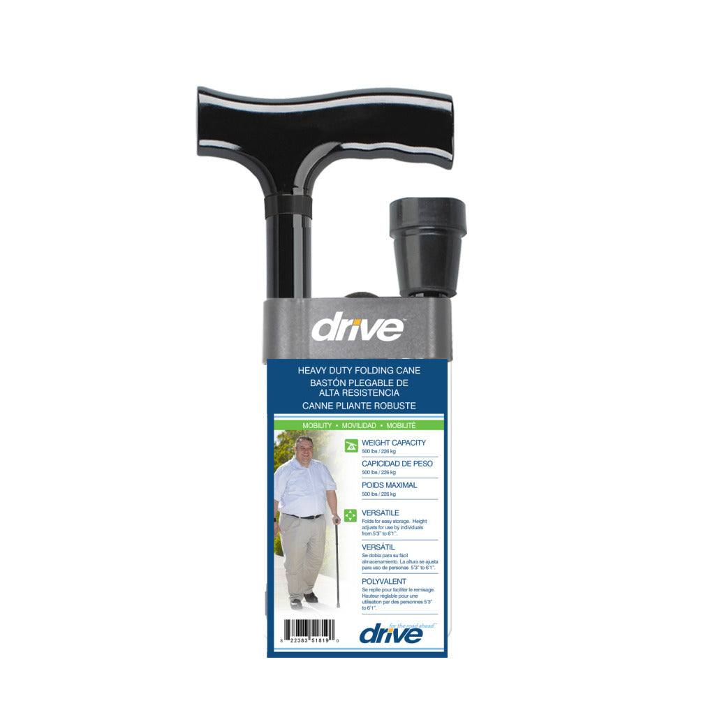Heavy Duty Folding Cane - Lightweight Adjustable Walking Stick with T-Handle for Seniors & Adults - Perfect for Travel, Hiking, and Daily Mobility Support
