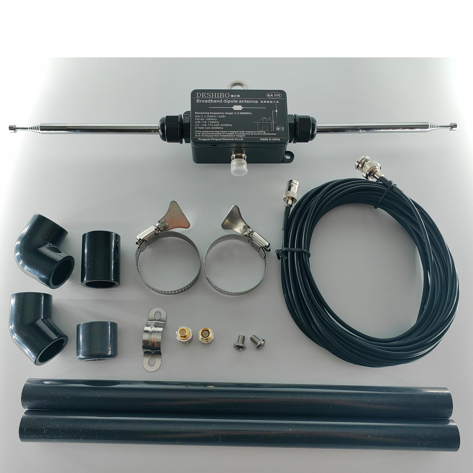 GOOZEEZOO GA506 Portable Shortwave Radio Antenna - Full Band Dipole for 2.3-899MHz Reception & 90-450MHz Transmission | SW/FM/AIR/UV/DTMB Compatible | Outdoor Ham Radio Antenna for Emergency, Camping & Field Operations