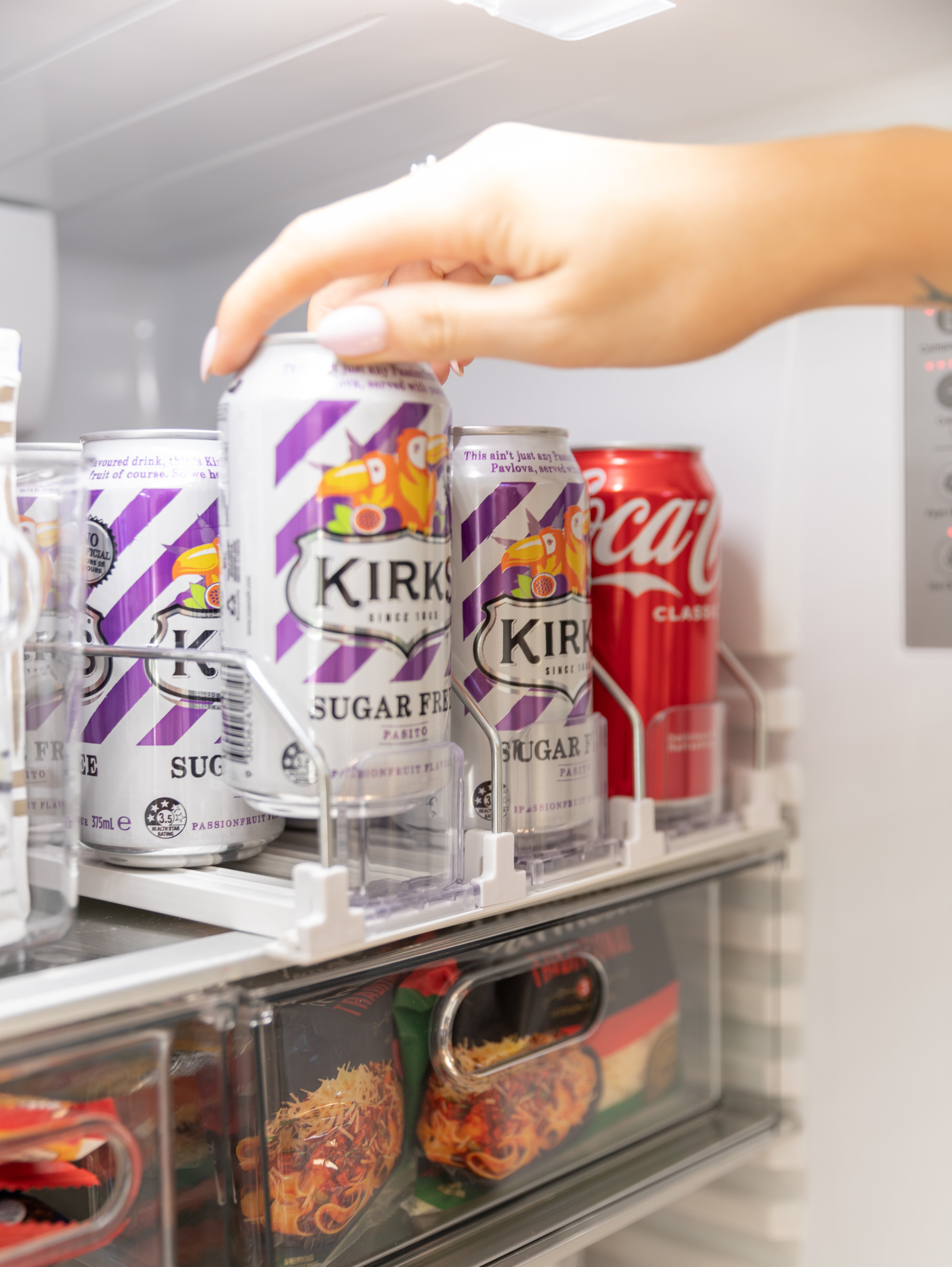 Sliding Can Dispenser - Space Saving Kitchen Organizer for Soda, Beer & Beverage Cans - Perfect for Pantry, Fridge or Party Use
