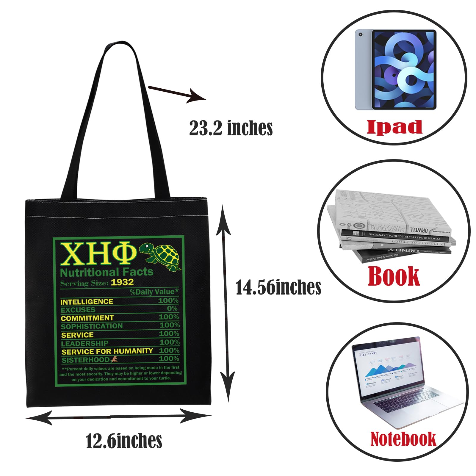 PWHAOO Turtle Tote Bag - Green & Yellow Nurse Gift for Sorority & Work