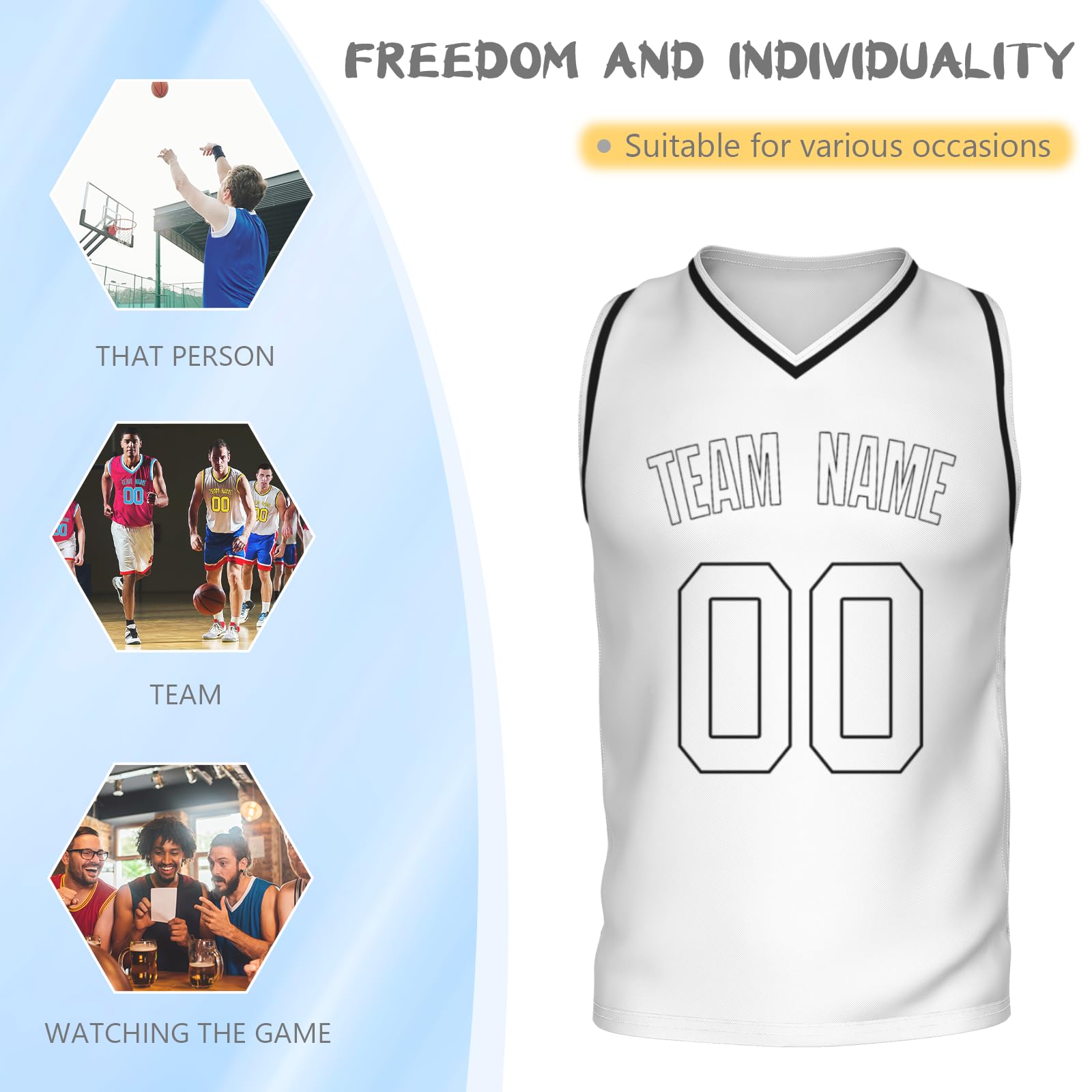 Custom Basketball Jerseys for Men & Women - Personalized Printed Name & Number - Team Sports Jersey for Basketball Games, Practice & Fan Wear