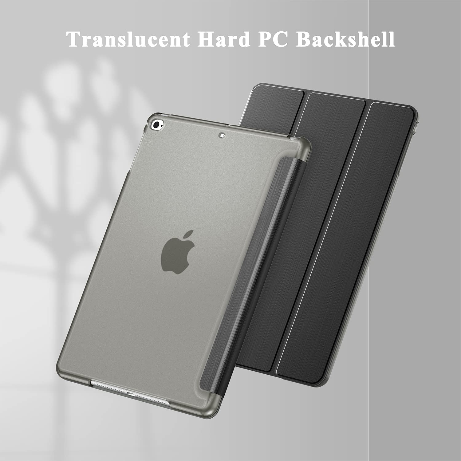 Premium Soke Case for iPad 6th/5th Generation (2018/2017) & iPad Air 2/Air 1 - Slim Trifold Stand with Auto Wake/Sleep Function, Hard PC Back Cover - Perfect for Work, School & Travel (Black)