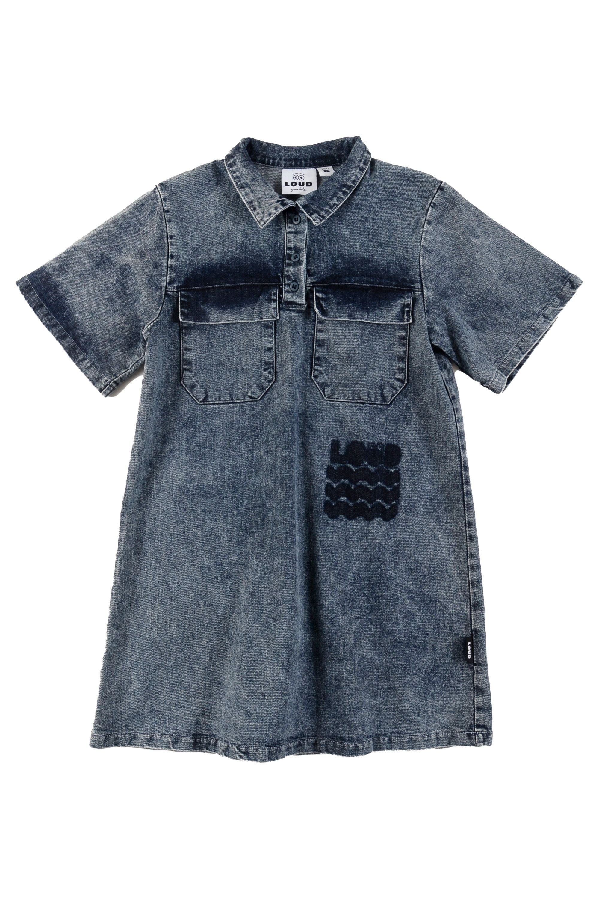 Loud Blue Stone Wash Denim Dress with Front Pockets - Casual Chic Outfit for Women | Perfect for Date Night, Office Wear & Weekend Brunch