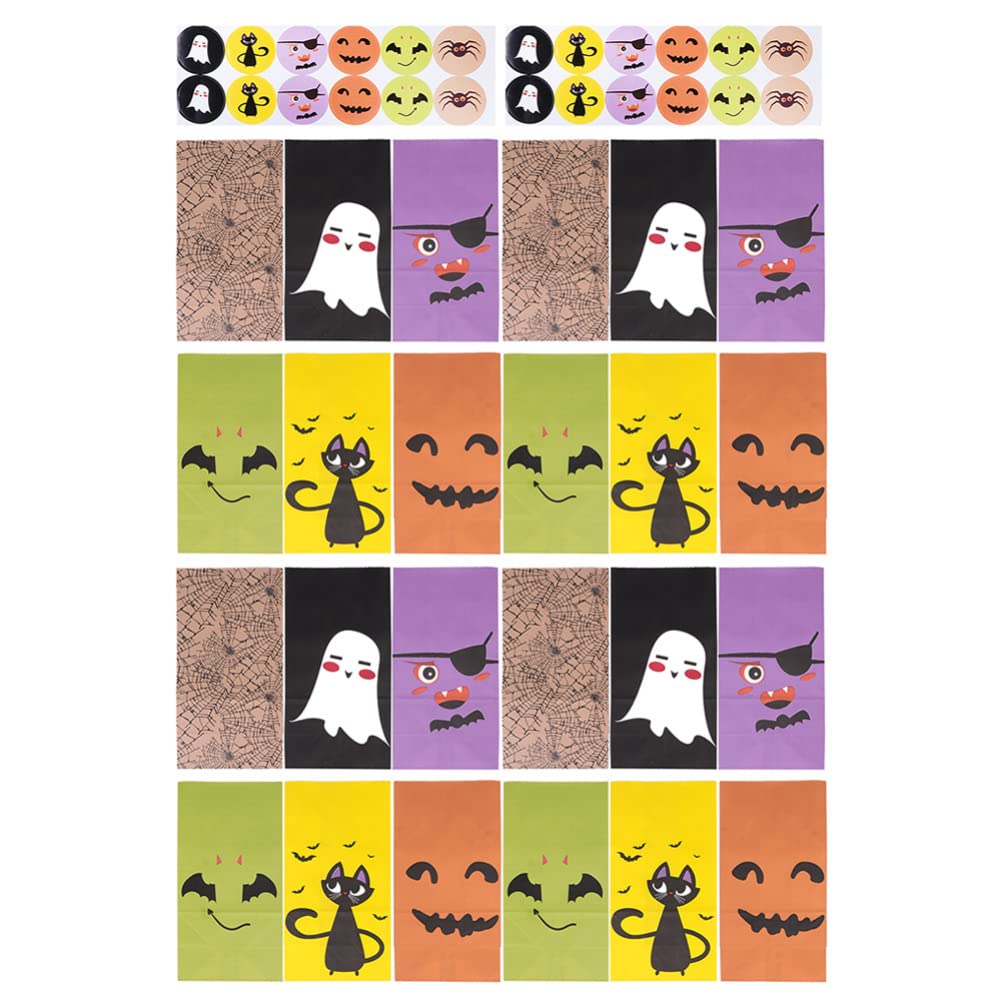 **24Pcs Halloween Treat Bags with 24 Stickers - Trick or Treat Candy Bags for Kids, Boys & Girls - Perfect for Halloween Parties, School Events & Neighborhood Trick-or-Treating**