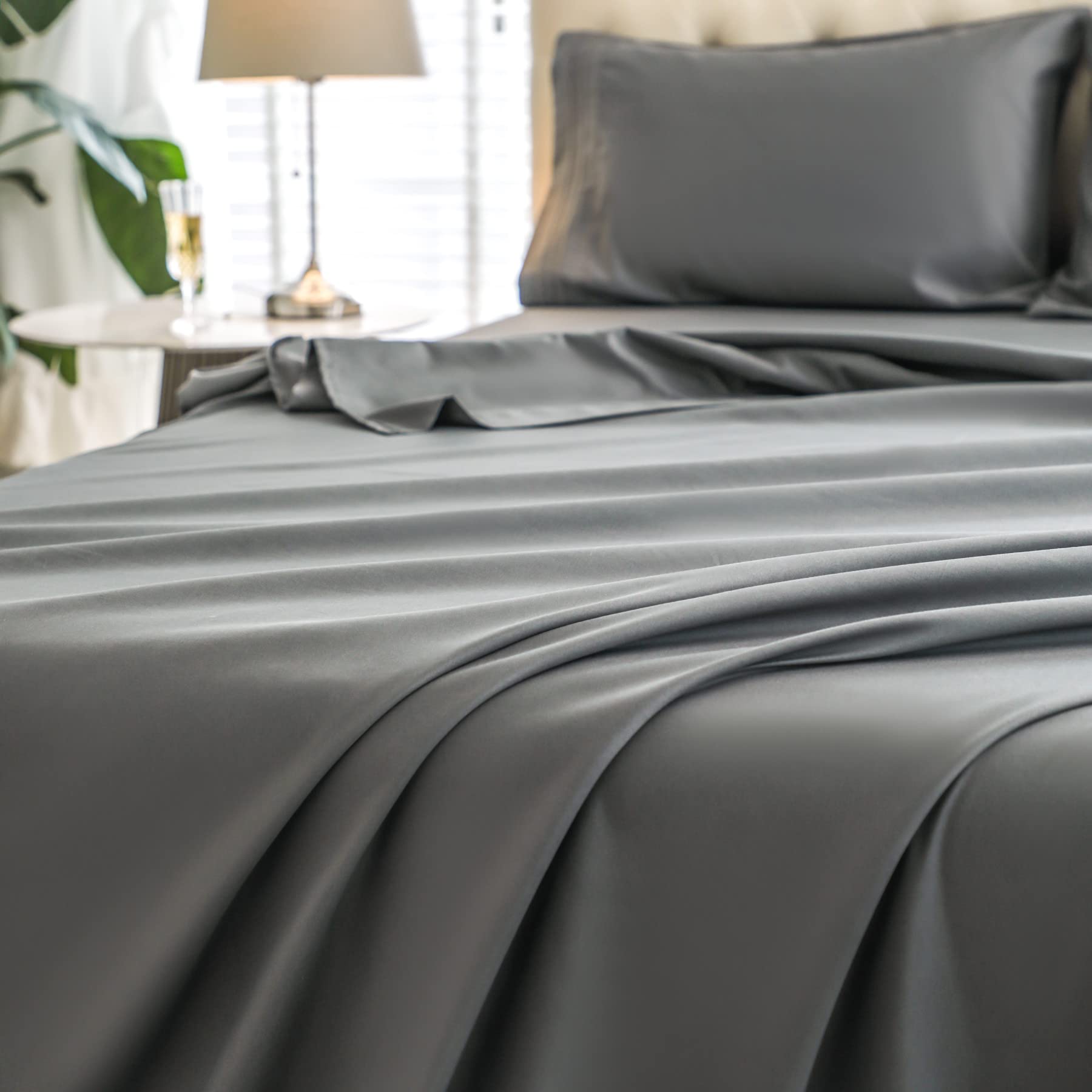 Premium Dark Grey TwinXL Sheet Set - 3-Piece 1800 Thread Count Microfiber Bedding with Deep Pocket Fitted Sheet & Pillowcases | Ultra Soft for Comfortable Sleep | Perfect for Guest Rooms, Dorms & Cozy Bedrooms