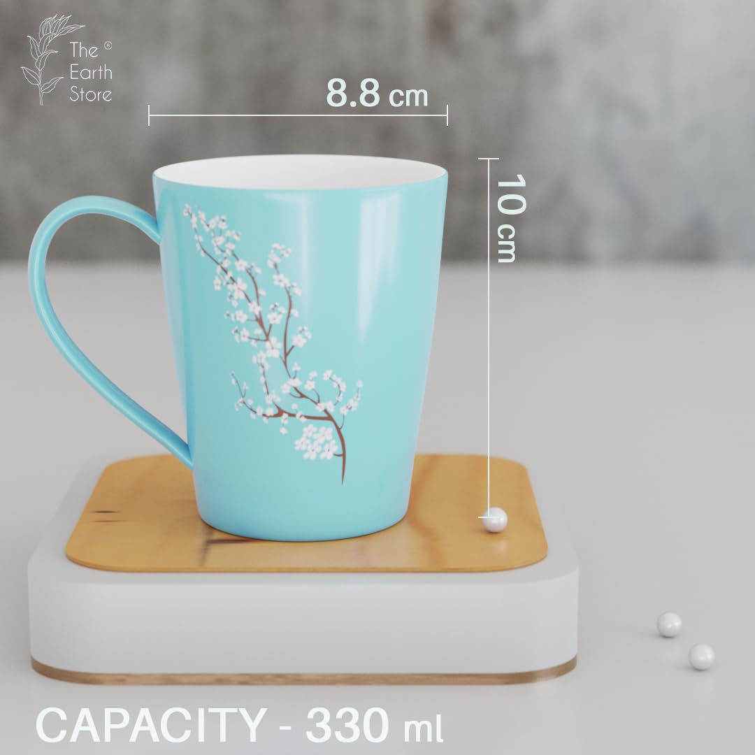 Blossom Blue Ceramic Coffee Mug Set - 11oz (330ml) Microwave & Dishwasher Safe Tea Cup - Best Gift for Friends, Office, or Home Use - Perfect for Coffee, Tea, and Hot Beverages