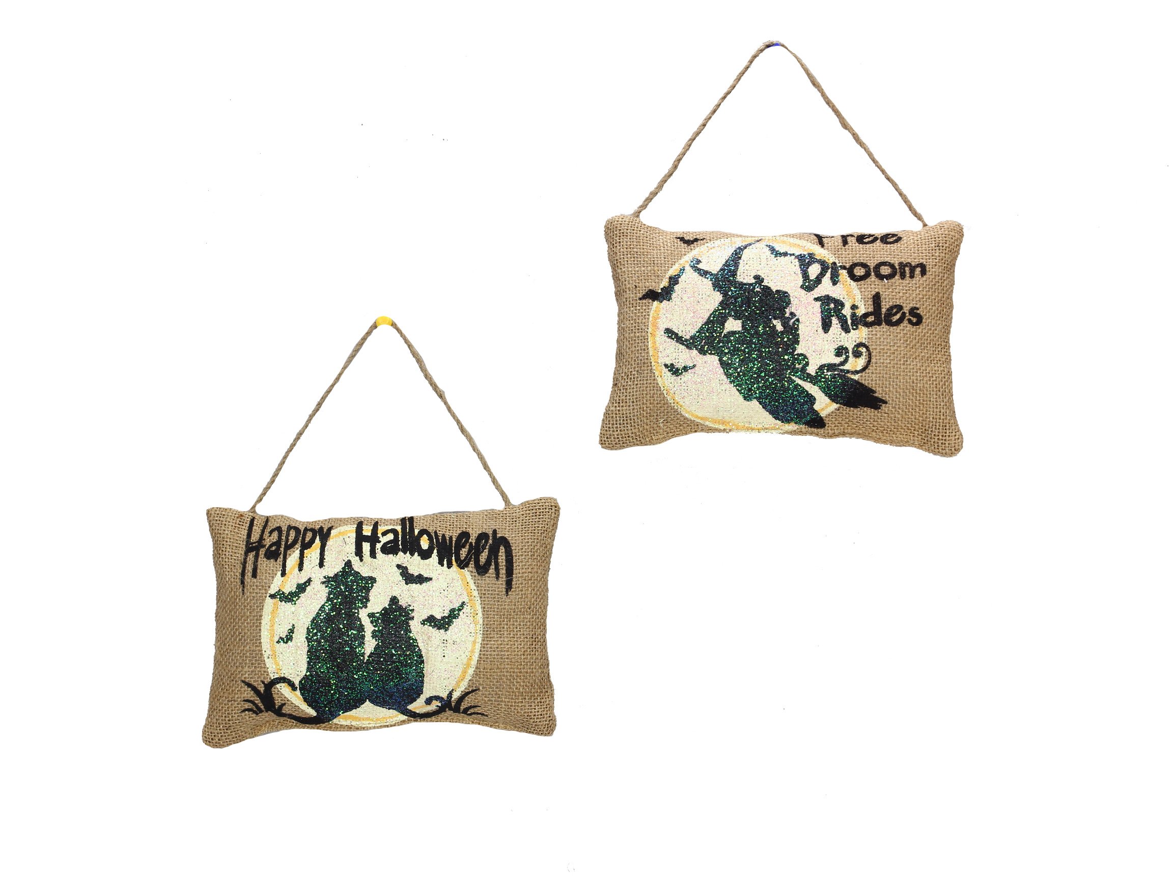 Young's Burlap Halloween Pillows 2-Pack - 7.25