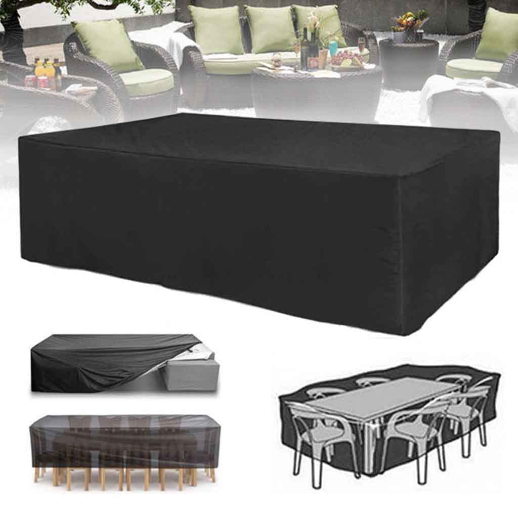 Heavy Duty 210D Oxford Fabric Waterproof Outdoor Furniture Cover - Black Rectangular Table & Chair Protector (260x130x75cm) for Patio, Garden, and Backyard Use - All-Weather Protection for Your Outdoor Furniture Set