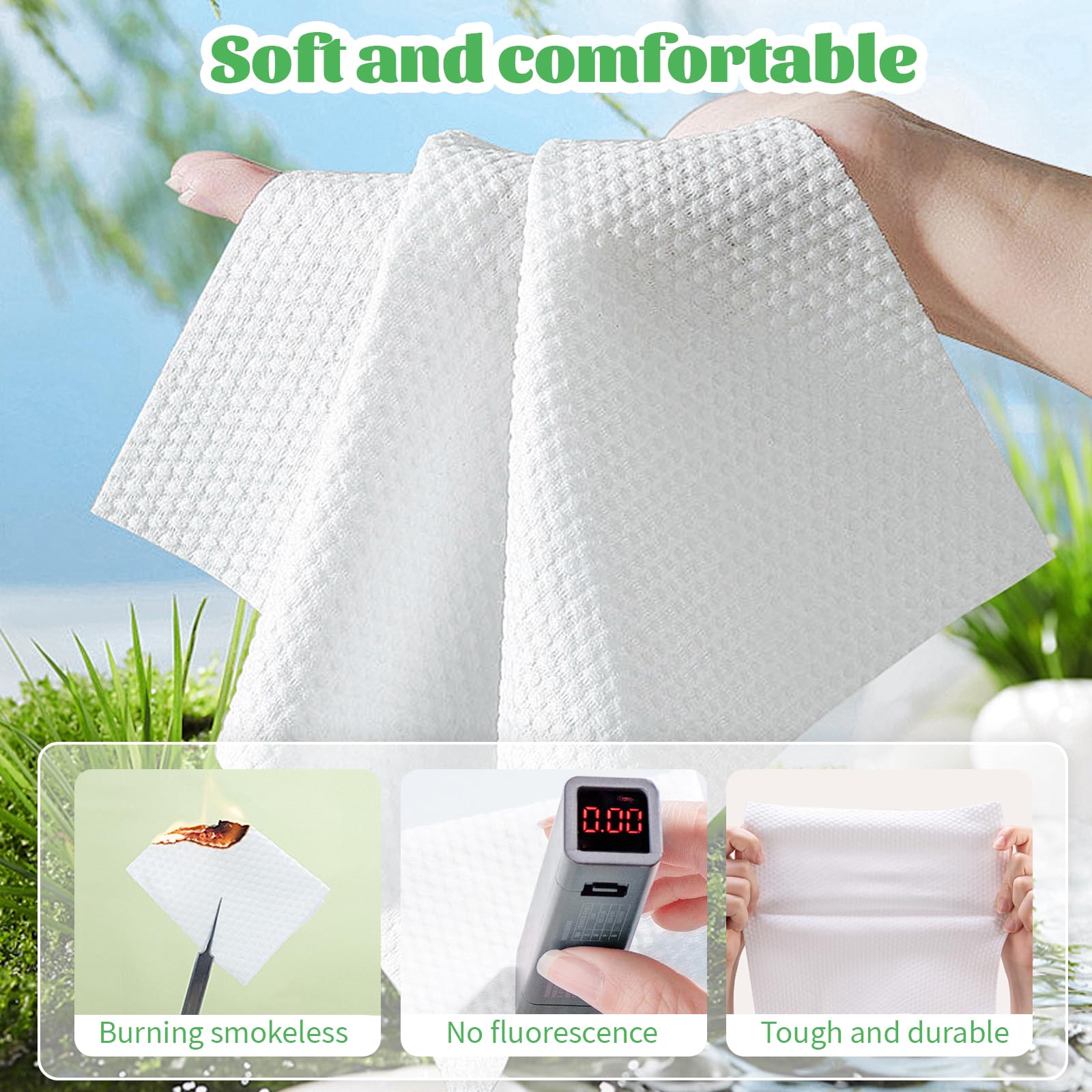 Biodegradable Disposable Face Towels - 100 Count Soft Cotton Dry Wipes for Gentle Facial Cleansing & Drying | Perfect for Travel, Gym, and Daily Skincare Routine