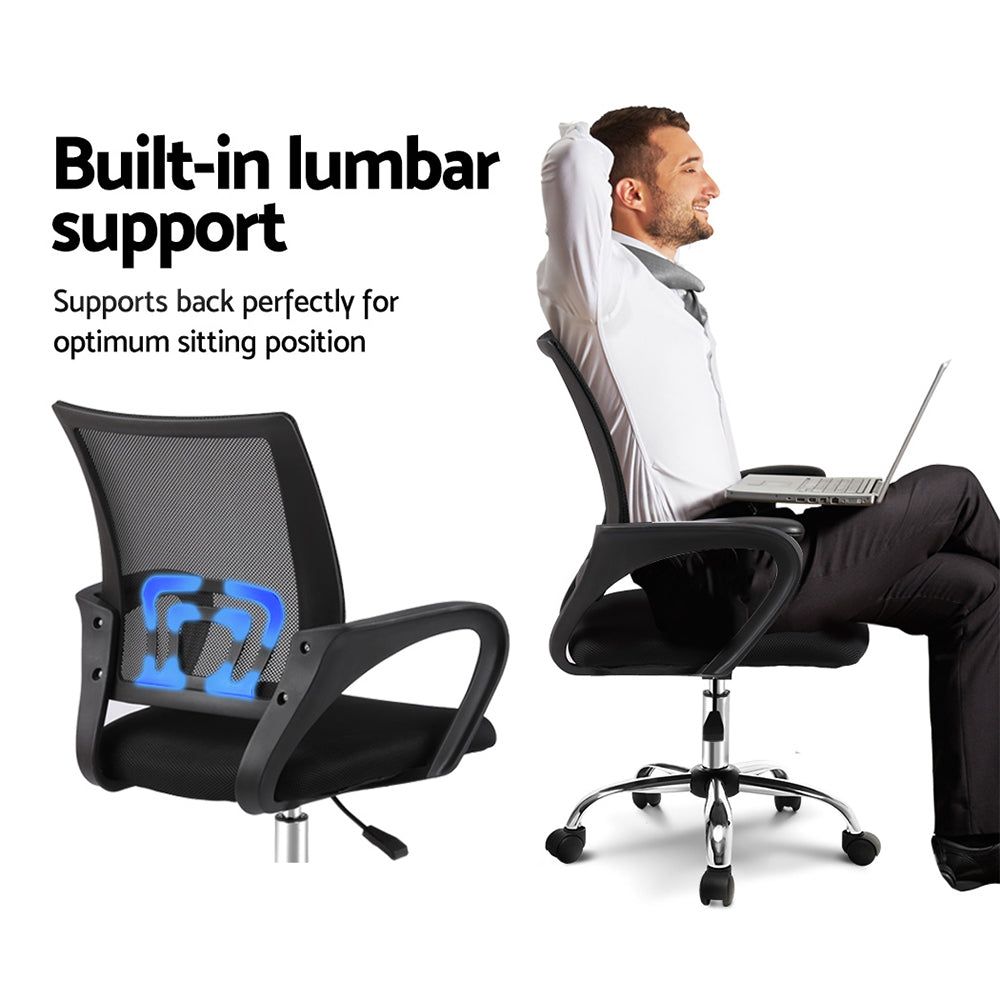 Ergonomic Mesh Office Chair with Mid Back Support - Black - Perfect for Home Office, Gaming & Workspace Comfort