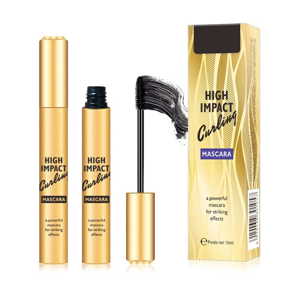Facejewel High Impact Curling Mascara - Volumizing & Lengthening Waterproof Mascara for Long, Thick, Curly Lashes - Perfect for Daytime Glam & Nighttime Looks