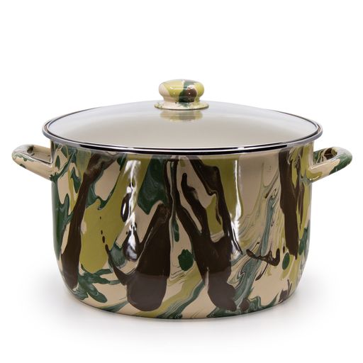 18 Quart Camouflage Enamel Stock Pot - Durable Camping & Outdoor Cooking Pot for Boiling, Stewing & Canning - Perfect for Camping Trips, Picnics & Home Kitchen Use