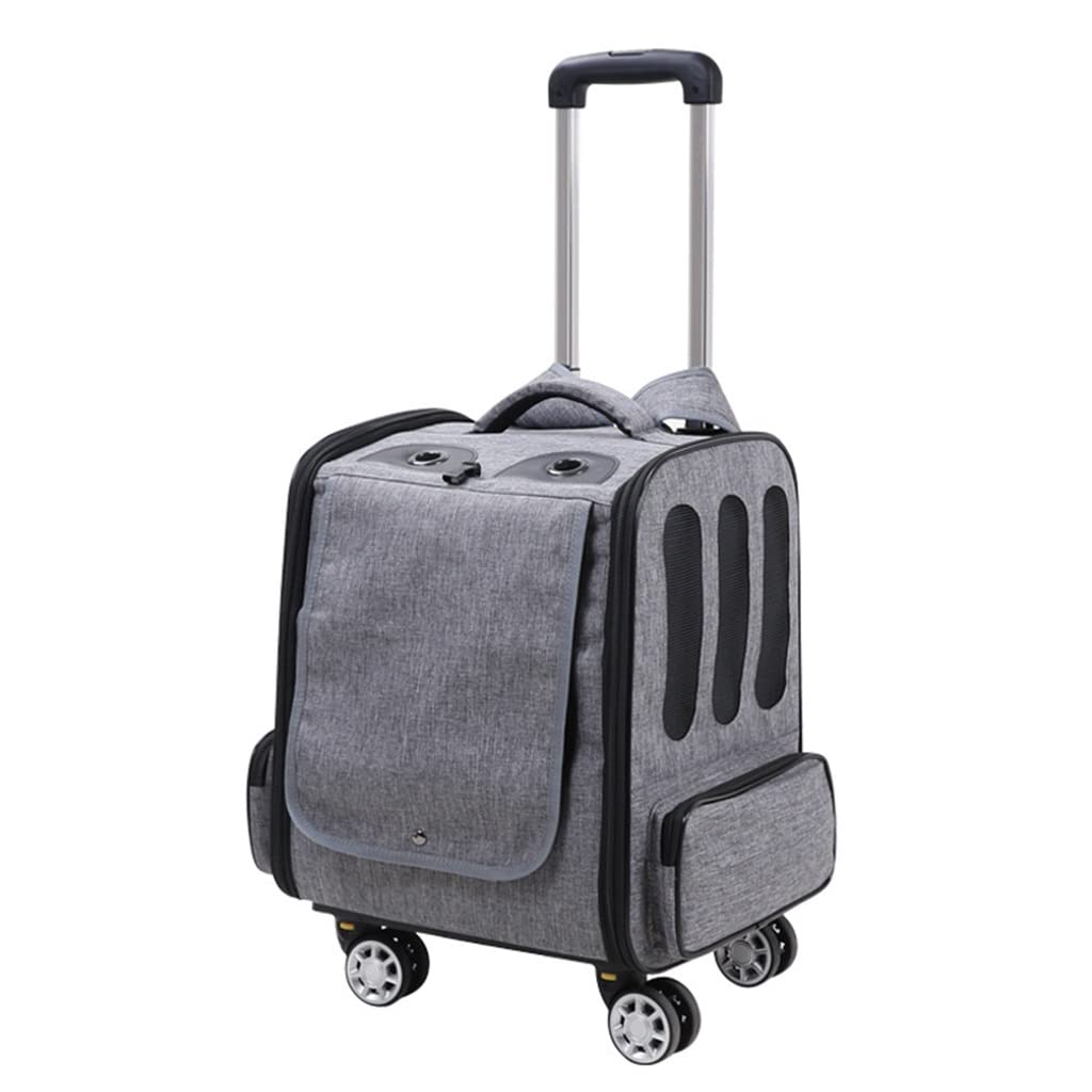 MASME Pet Carrier Backpack for Cats & Dogs - Breathable Travel Trolley with Swivel Wheels, Portable Pet Transport Box & Crate Case with Storage Pocket - Perfect for Air Travel, Hiking, Vet Visits & Daily Commutes