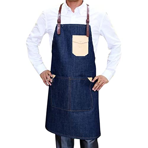 Stylish Denim Barber Apron with Pockets - Unisex Hairstylist & Cooking Apron for Women & Men | Perfect for Salon, Barista Work & Home Kitchen Use