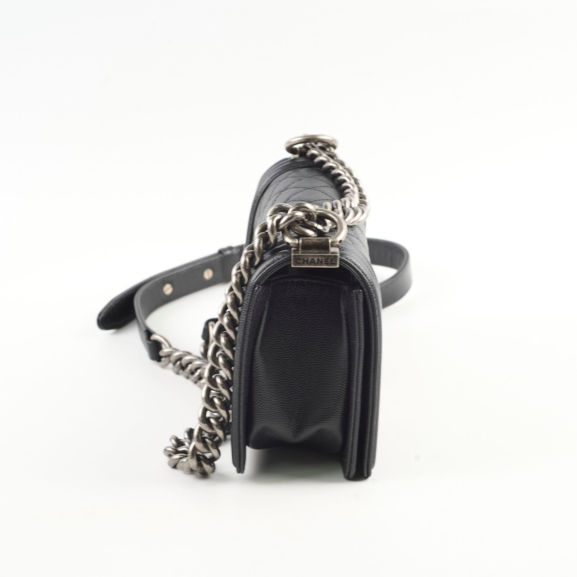 Chanel Caviar Small Boy Black Leather Handbag - Luxury Designer Crossbody Bag for Women | Perfect for Evening Events, Parties & Everyday Use